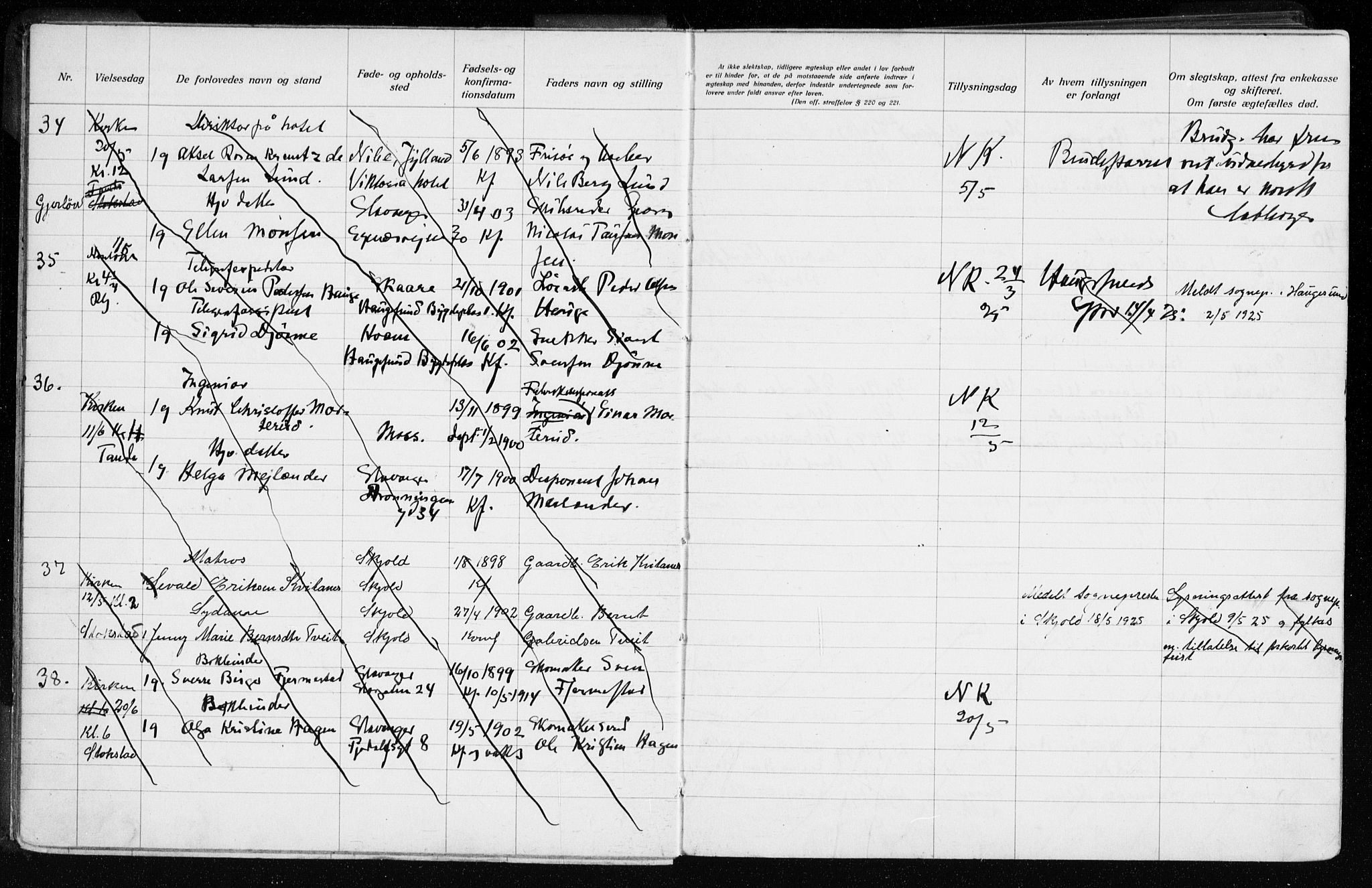 Domkirken sokneprestkontor, AV/SAST-A-101812/001/70/705BA/L0007: Banns register no. 705.BA.7, 1924-1936