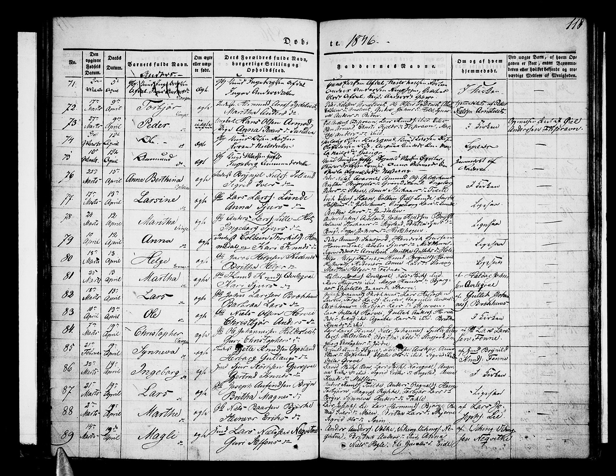 Voss sokneprestembete, SAB/A-79001/H/Haa: Parish register (official) no. A 13, 1836-1851, p. 118