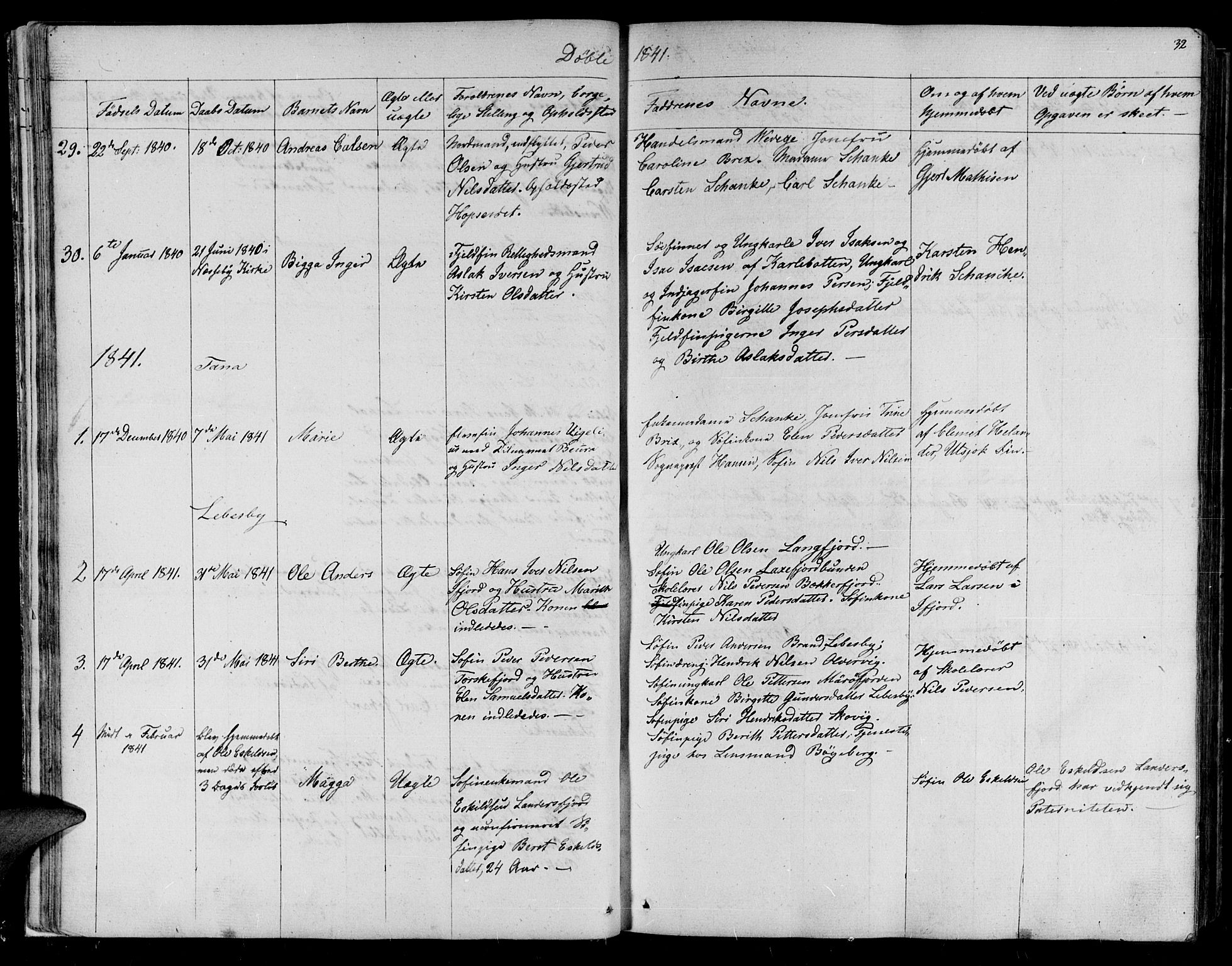 Lebesby sokneprestkontor, SATØ/S-1353/H/Ha/L0003kirke: Parish register (official) no. 3, 1833-1852, p. 32