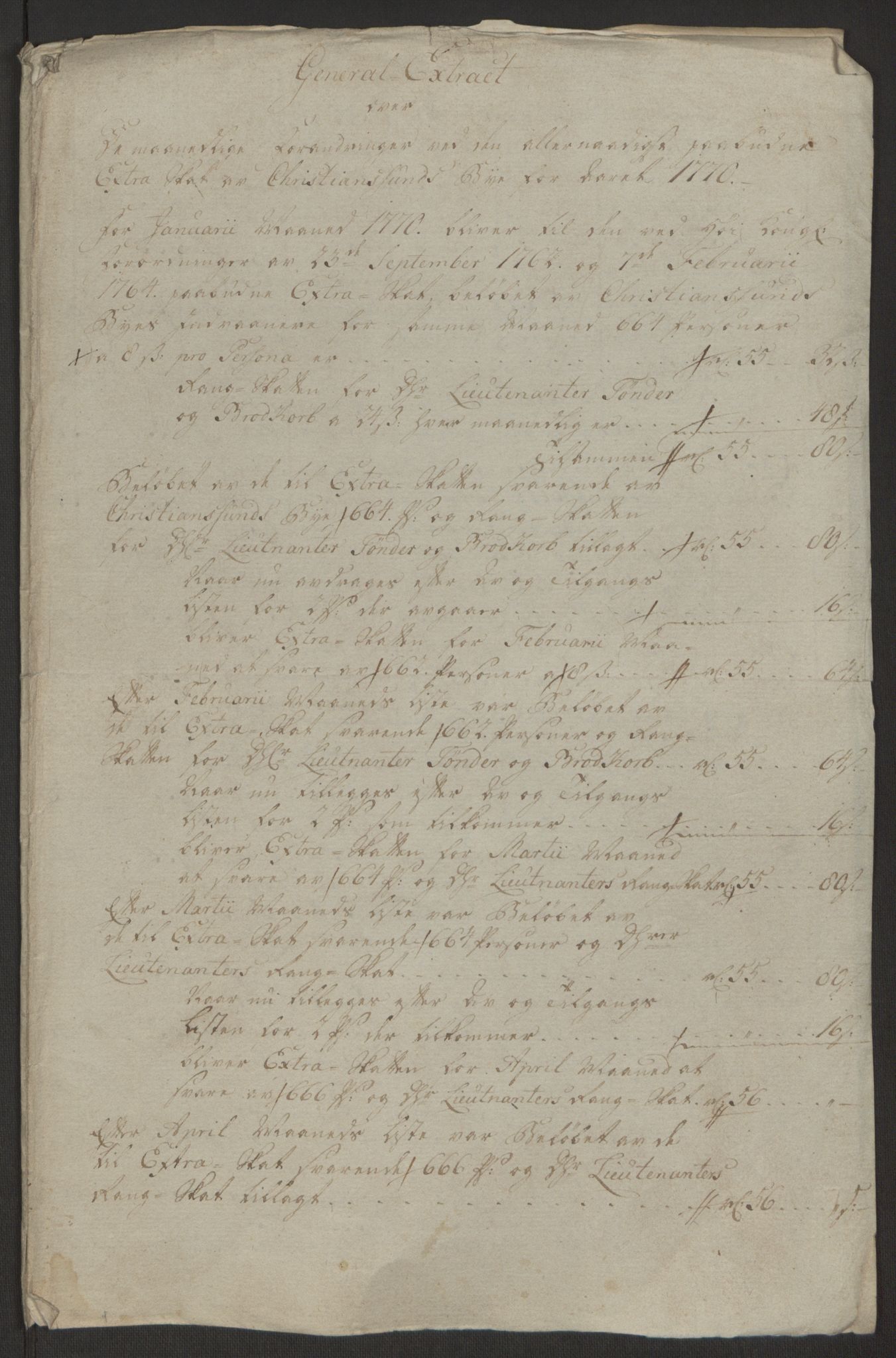 Rentekammeret inntil 1814, Reviderte regnskaper, Byregnskaper, AV/RA-EA-4066/R/Rr/L0495/0004: [R1] Kontribusjonsregnskap / Ekstraskatt, 1762-1772, p. 232