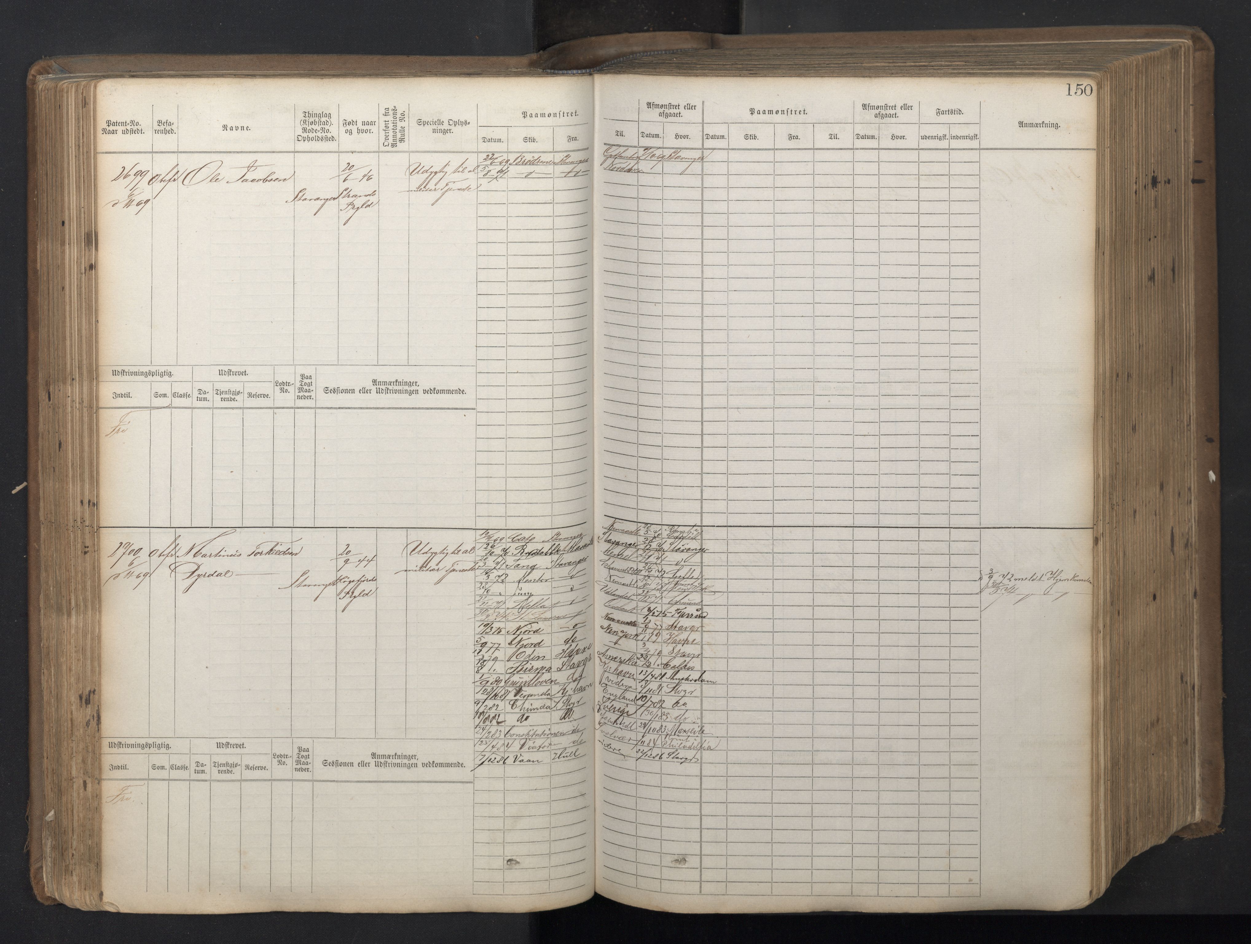 Stavanger sjømannskontor, AV/SAST-A-102006/F/Fb/Fbb/L0018: Sjøfartshovedrulle patnentnr. 2402-3602 (dublett), 1869, p. 154
