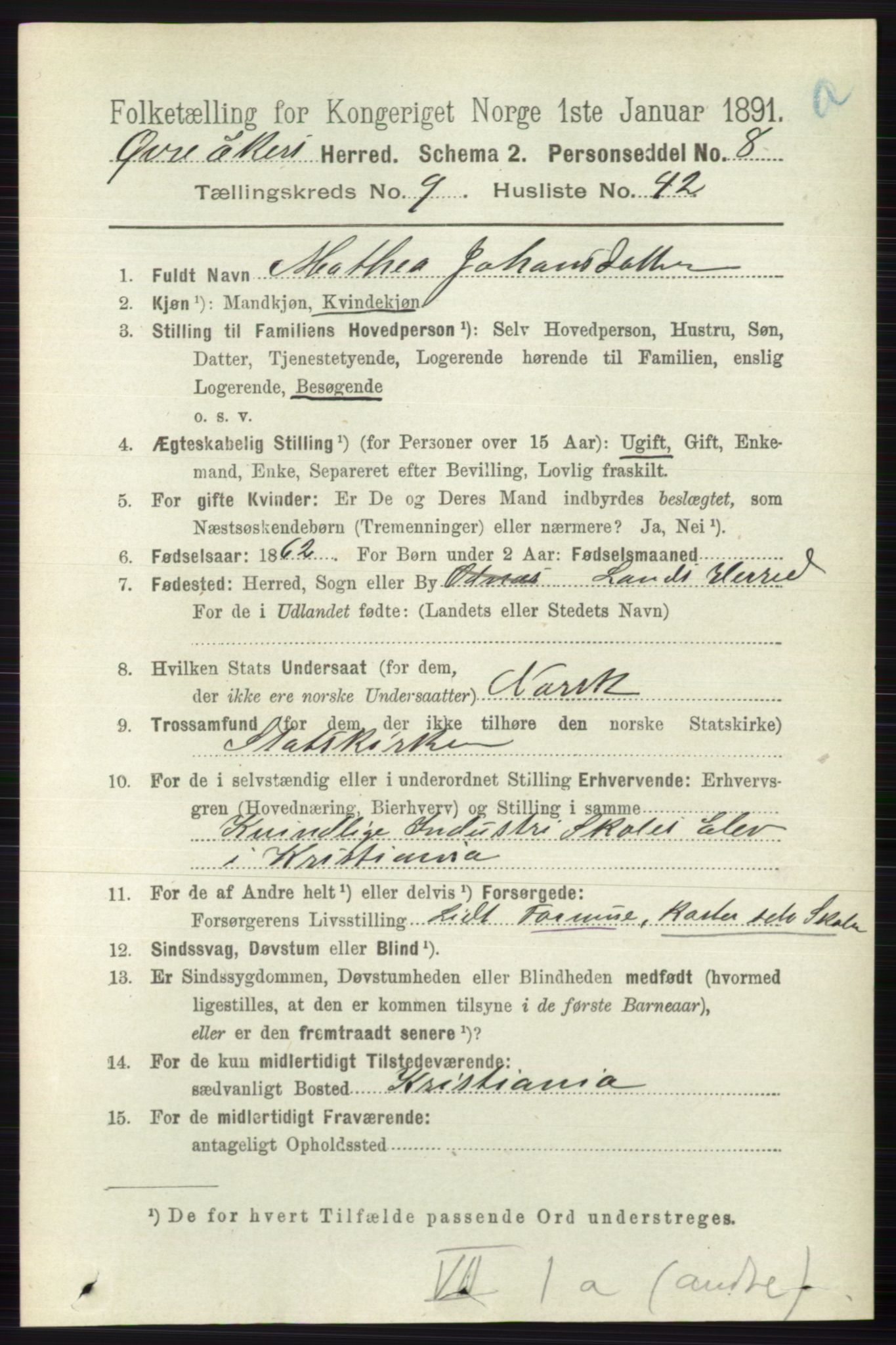 RA, 1891 census for 0624 Øvre Eiker, 1891, p. 3878