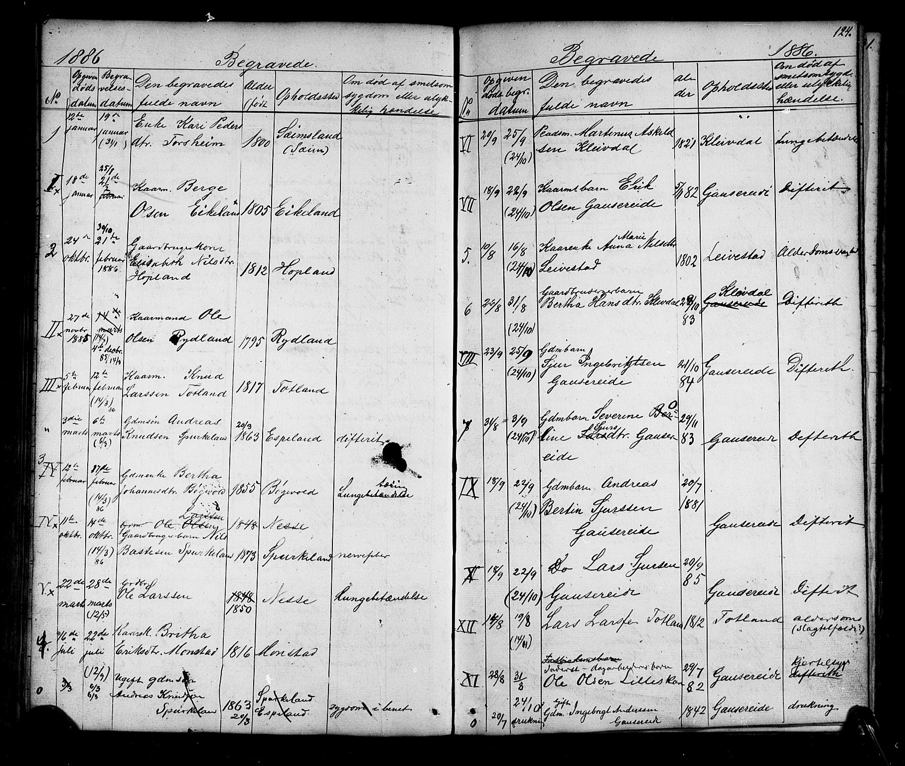 Alversund Sokneprestembete, SAB/A-73901/H/Ha/Hab: Parish register (copy) no. D 2, 1851-1889, p. 124