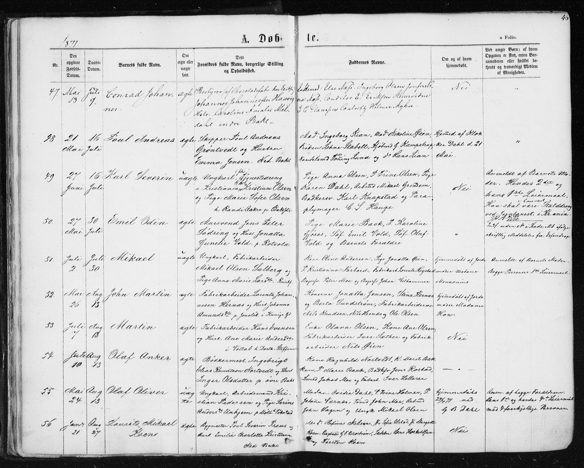 Ministerialprotokoller, klokkerbøker og fødselsregistre - Sør-Trøndelag, AV/SAT-A-1456/604/L0186: Parish register (official) no. 604A07, 1866-1877, p. 46