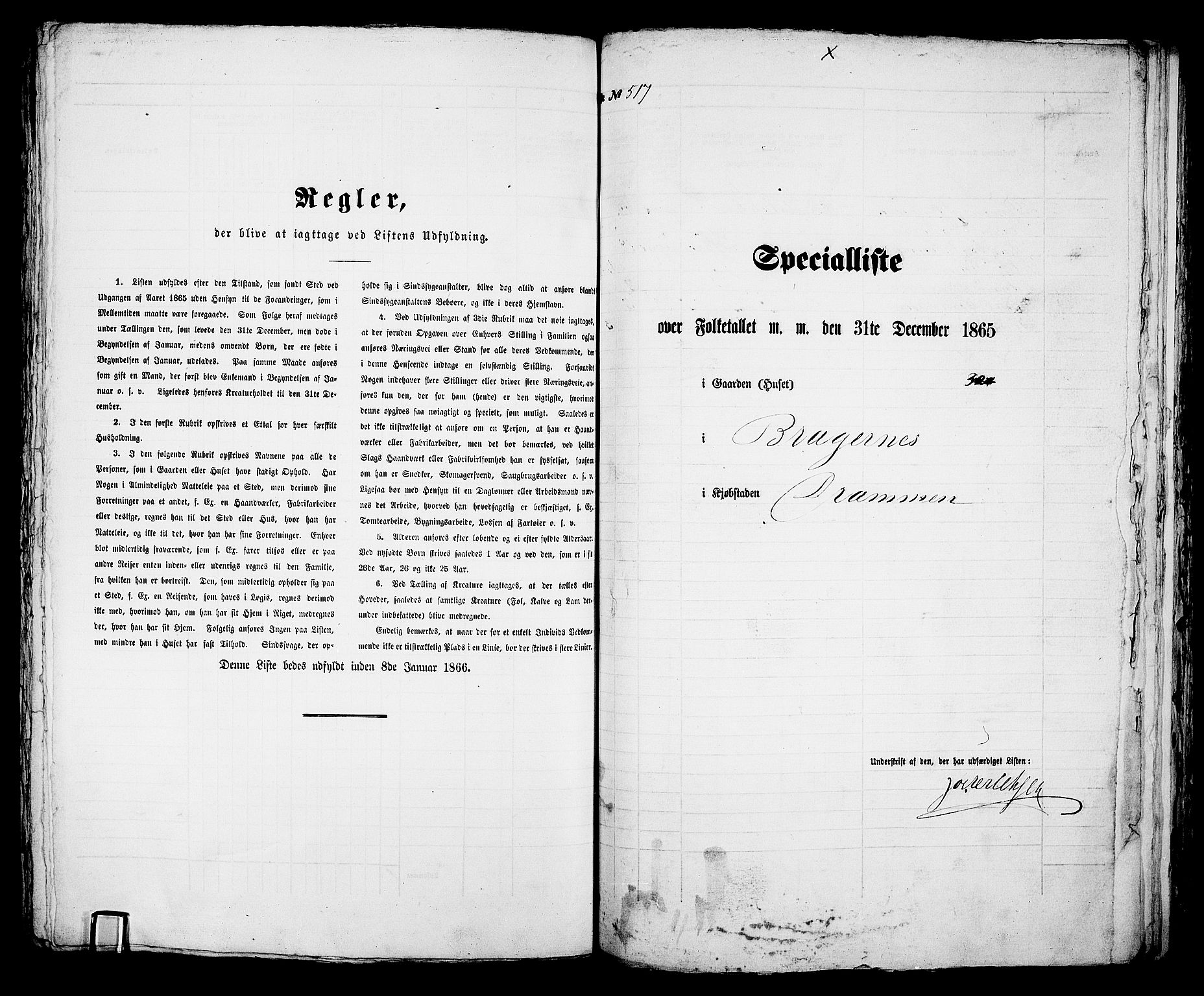 RA, 1865 census for Bragernes in Drammen, 1865, p. 1077