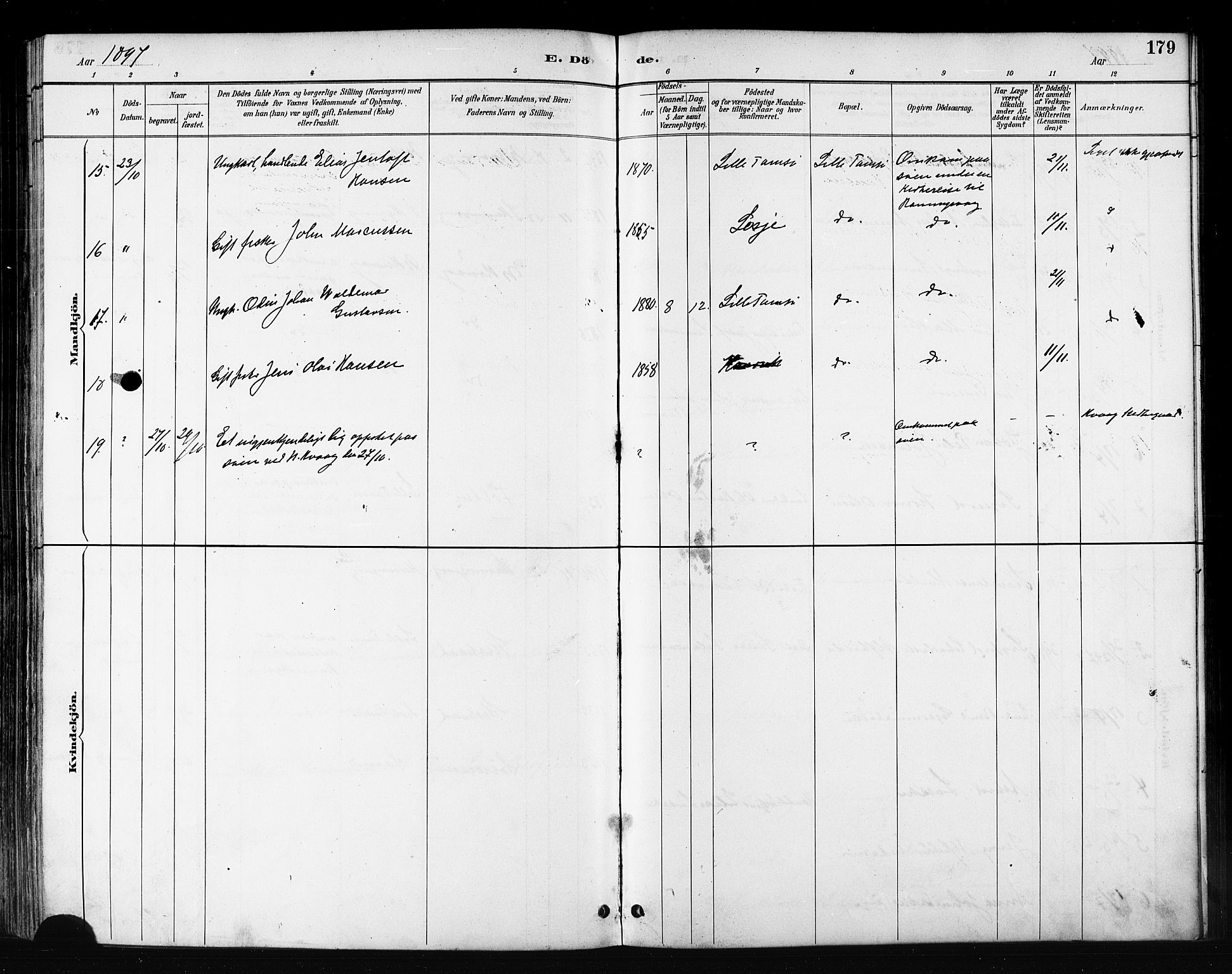 Måsøy sokneprestkontor, AV/SATØ-S-1348/H/Ha/L0007kirke: Parish register (official) no. 7, 1887-1899, p. 179