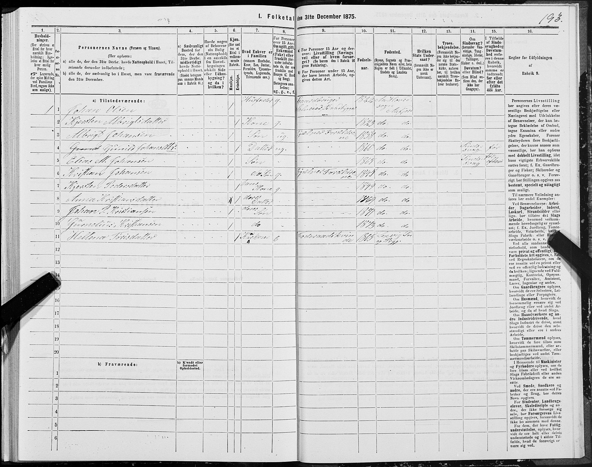 SAT, 1875 census for 1630P Aafjorden, 1875, p. 1193