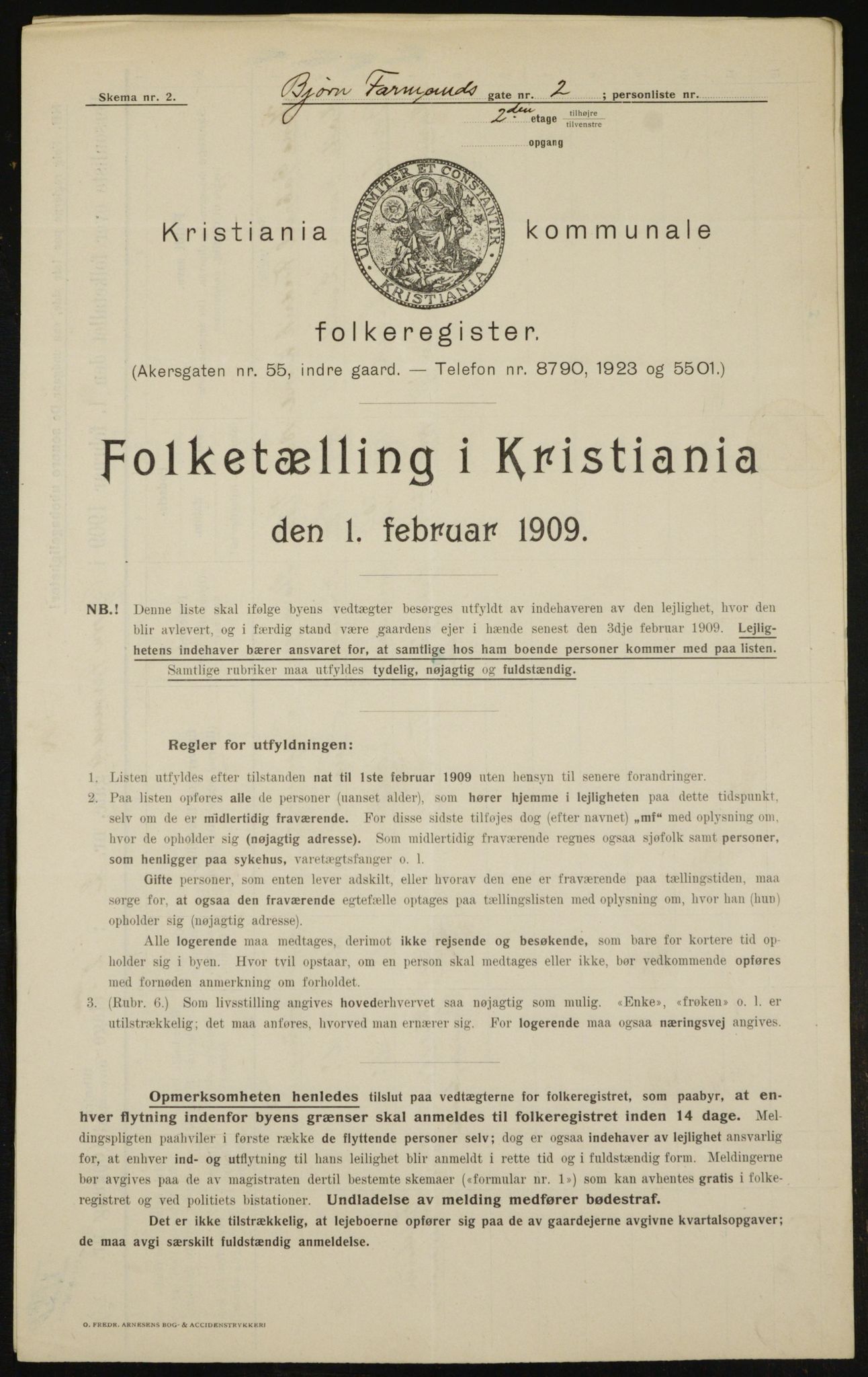 OBA, Municipal Census 1909 for Kristiania, 1909, p. 6145