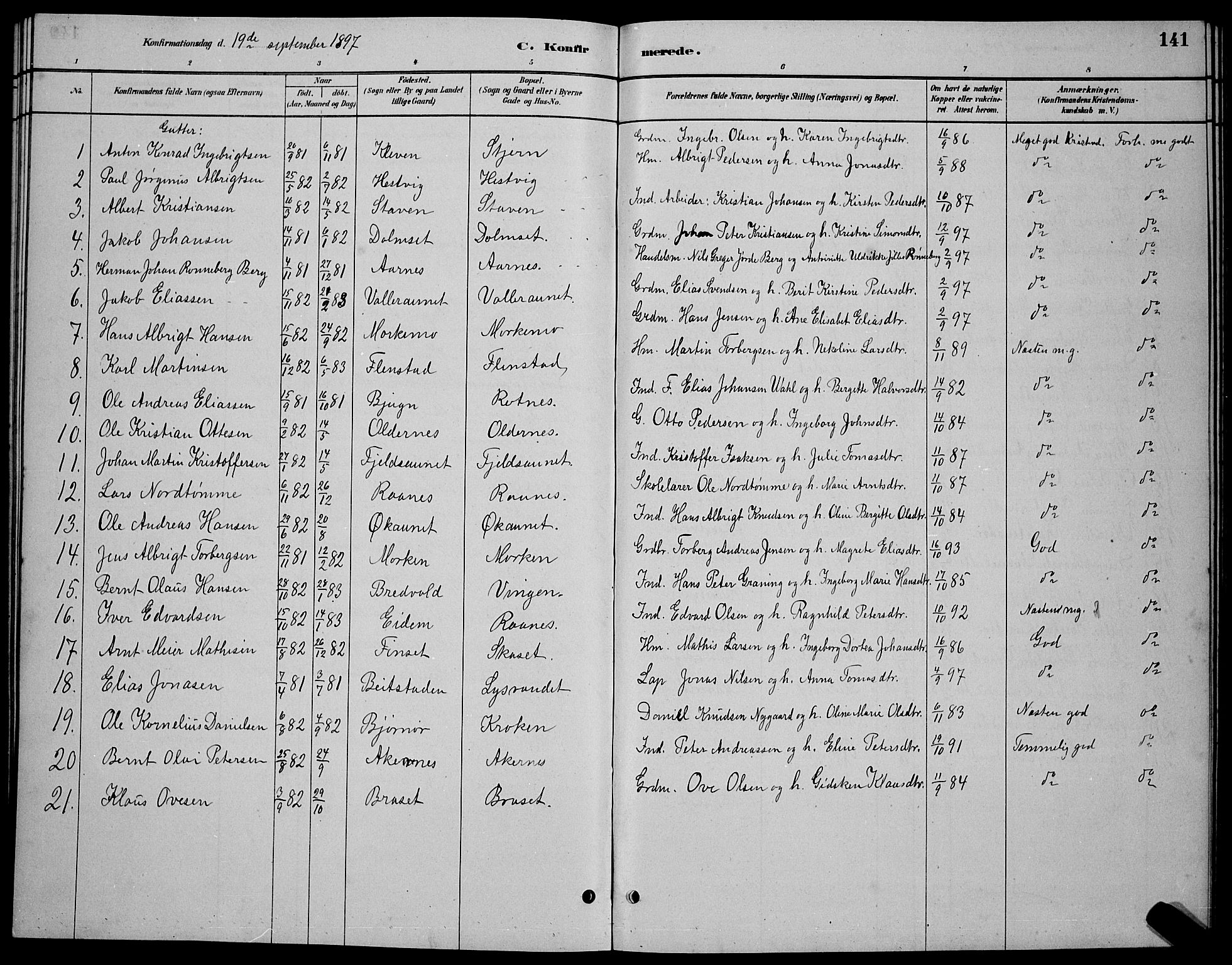 Ministerialprotokoller, klokkerbøker og fødselsregistre - Sør-Trøndelag, AV/SAT-A-1456/655/L0687: Parish register (copy) no. 655C03, 1880-1898, p. 141