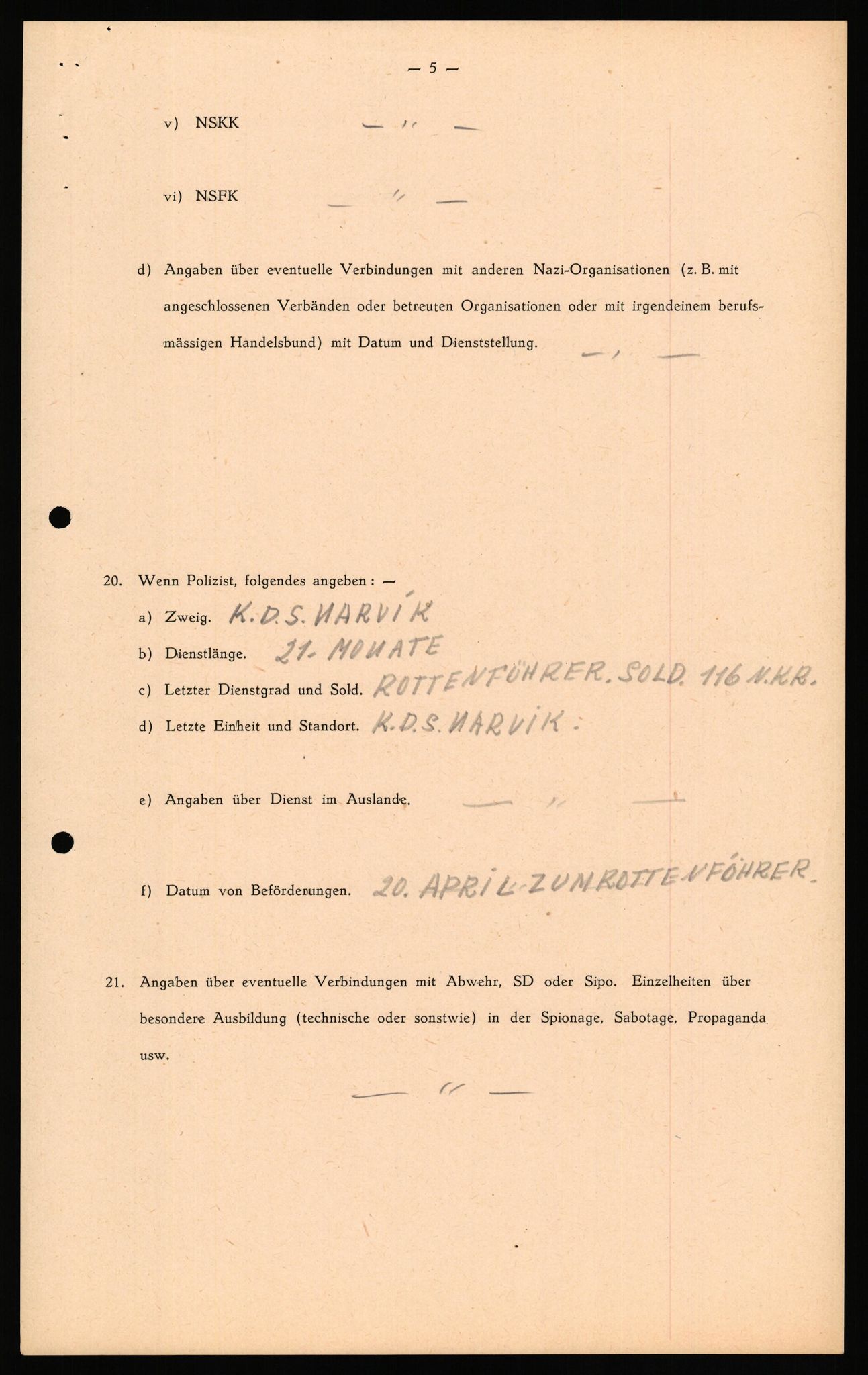 Forsvaret, Forsvarets overkommando II, AV/RA-RAFA-3915/D/Db/L0041: CI Questionaires.  Diverse nasjonaliteter., 1945-1946, p. 201