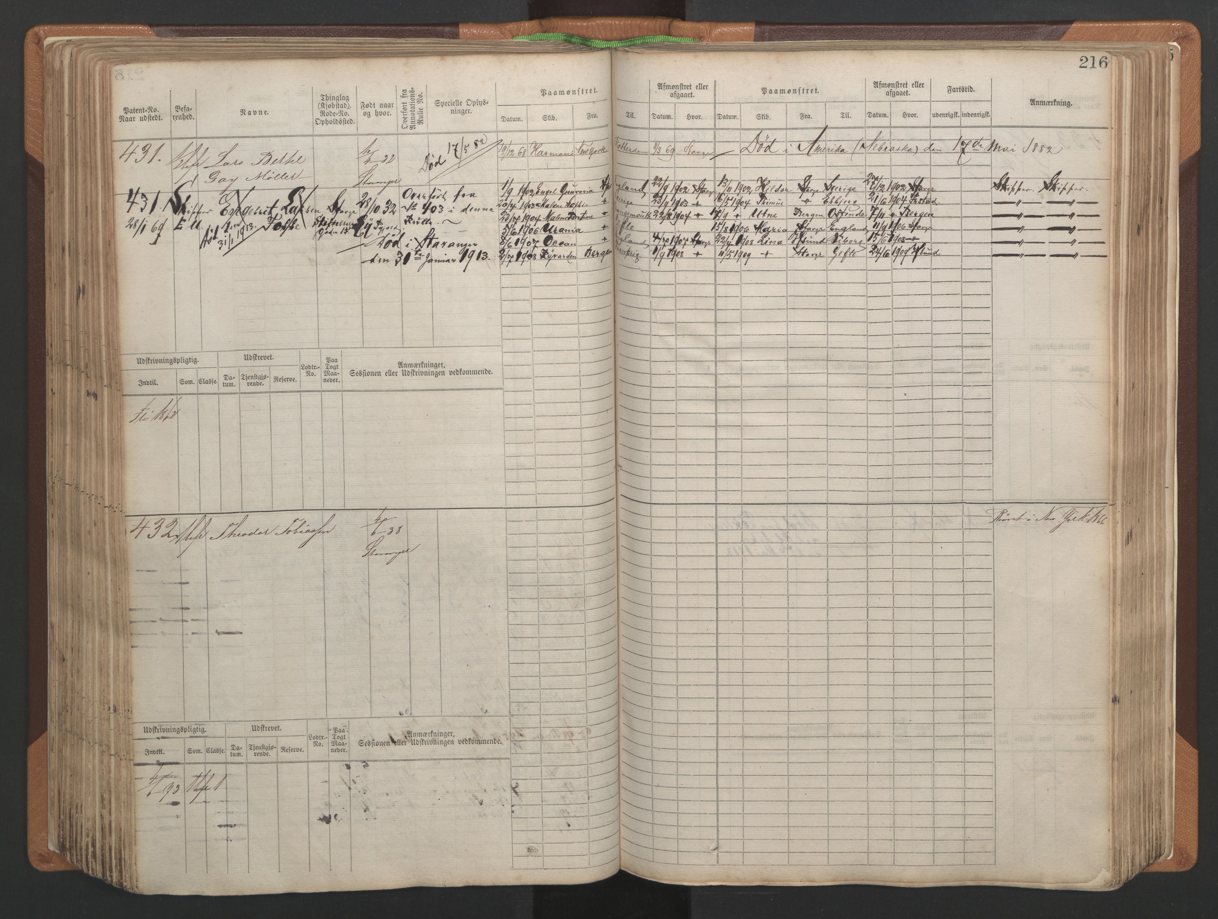 Stavanger sjømannskontor, AV/SAST-A-102006/F/Fb/Fbb/L0004: Sjøfartshovedrulle, patentnr. 1-792 (del 1), 1869-1880, p. 220