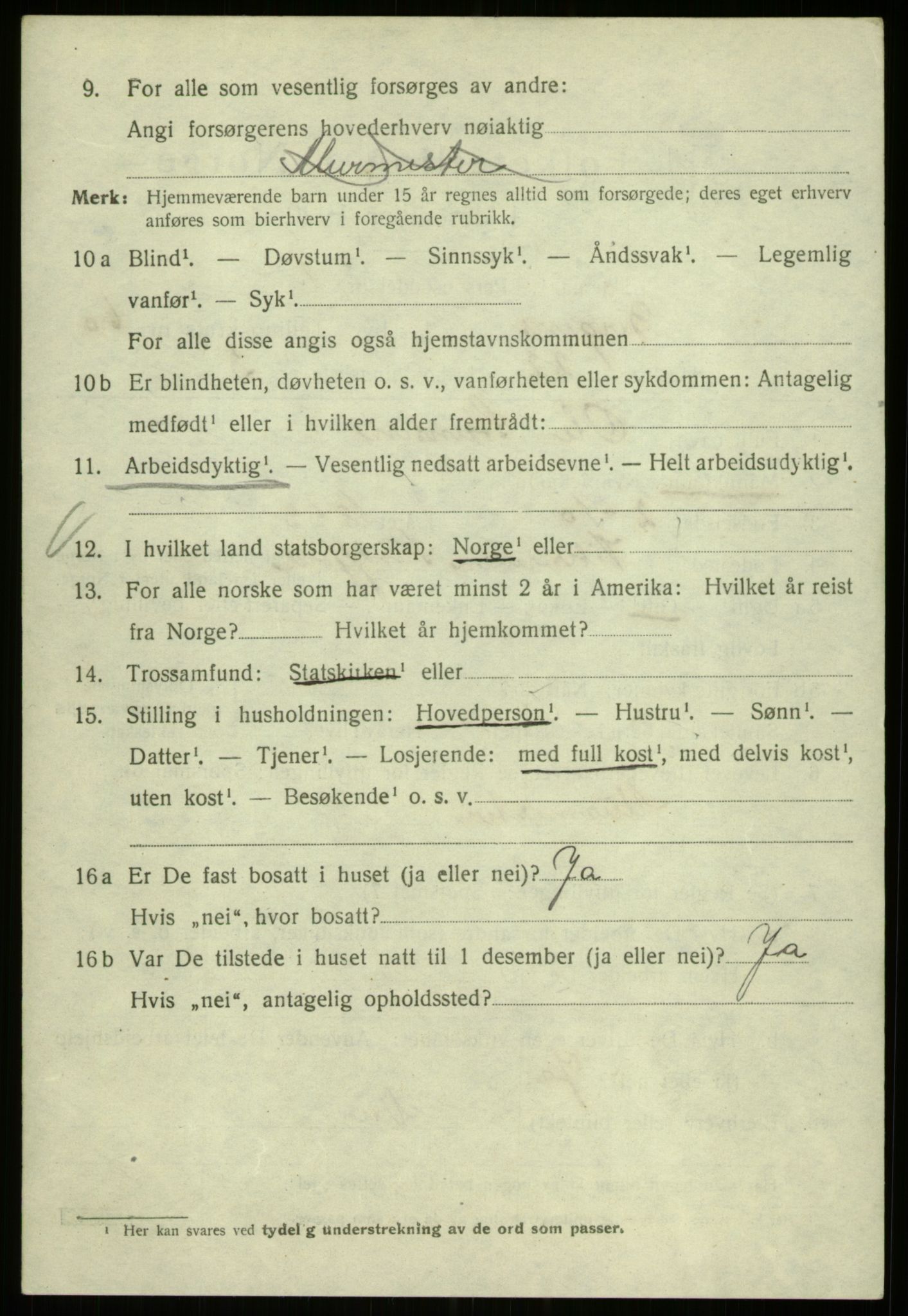 SAB, 1920 census for Bergen, 1920, p. 129777