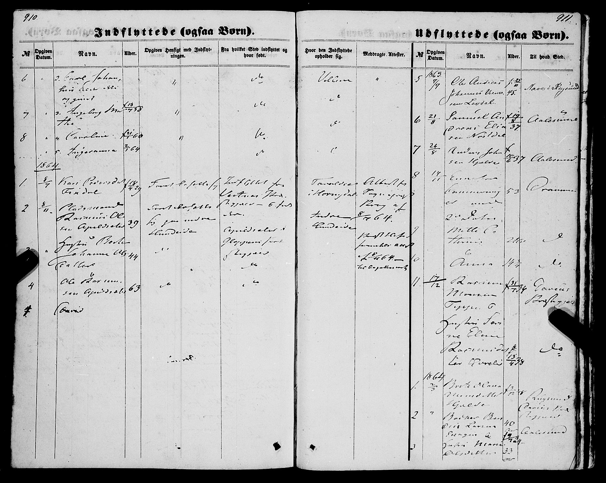 Eid sokneprestembete, AV/SAB-A-82301/H/Haa/Haaa/L0009: Parish register (official) no. A 9, 1861-1868, p. 910-911