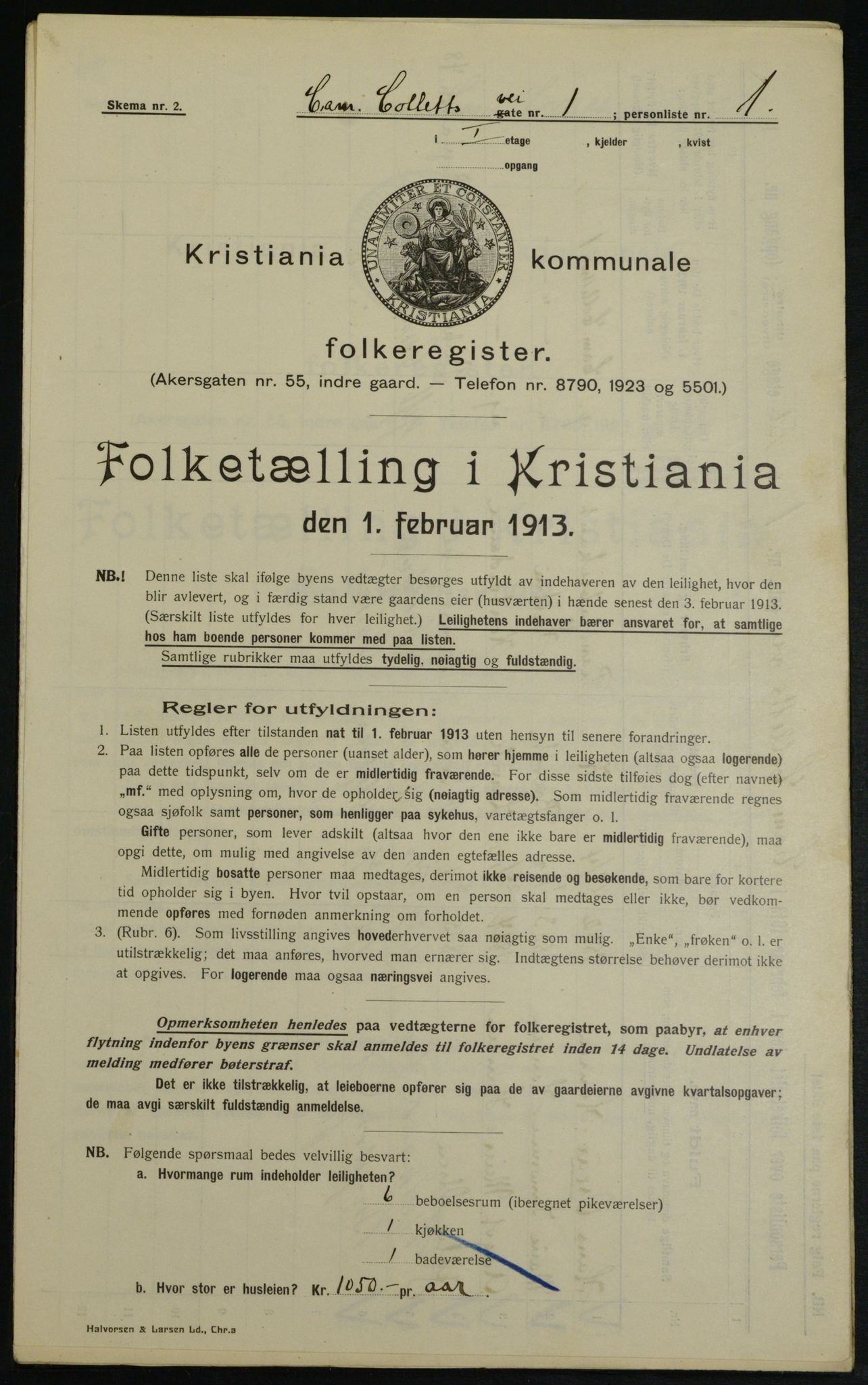 OBA, Municipal Census 1913 for Kristiania, 1913, p. 11596