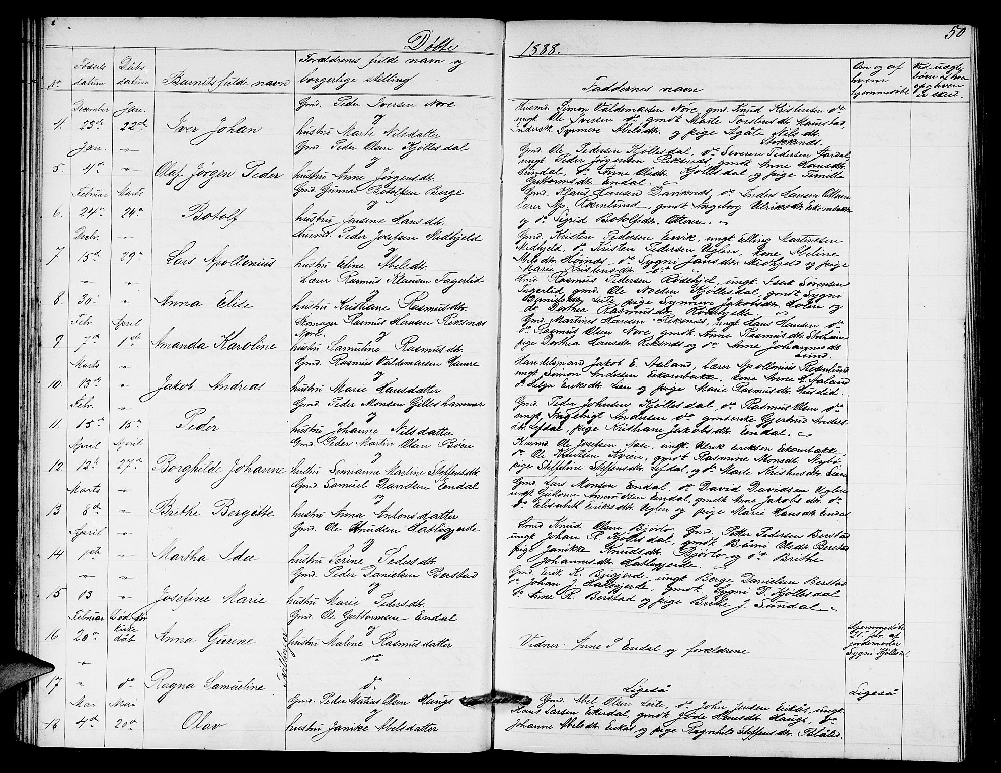 Davik sokneprestembete, AV/SAB-A-79701/H/Hab/Haba/L0001: Parish register (copy) no. A 1, 1866-1889, p. 50