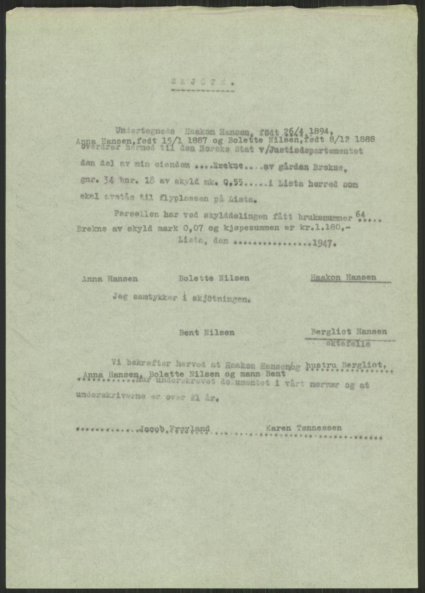 Forsvarsdepartementet, 10. kontor / Oppgjørskontoret, AV/RA-RAFA-1225/D/Db/L0182: Lista oppgjørskontor, 1942-1950, p. 107