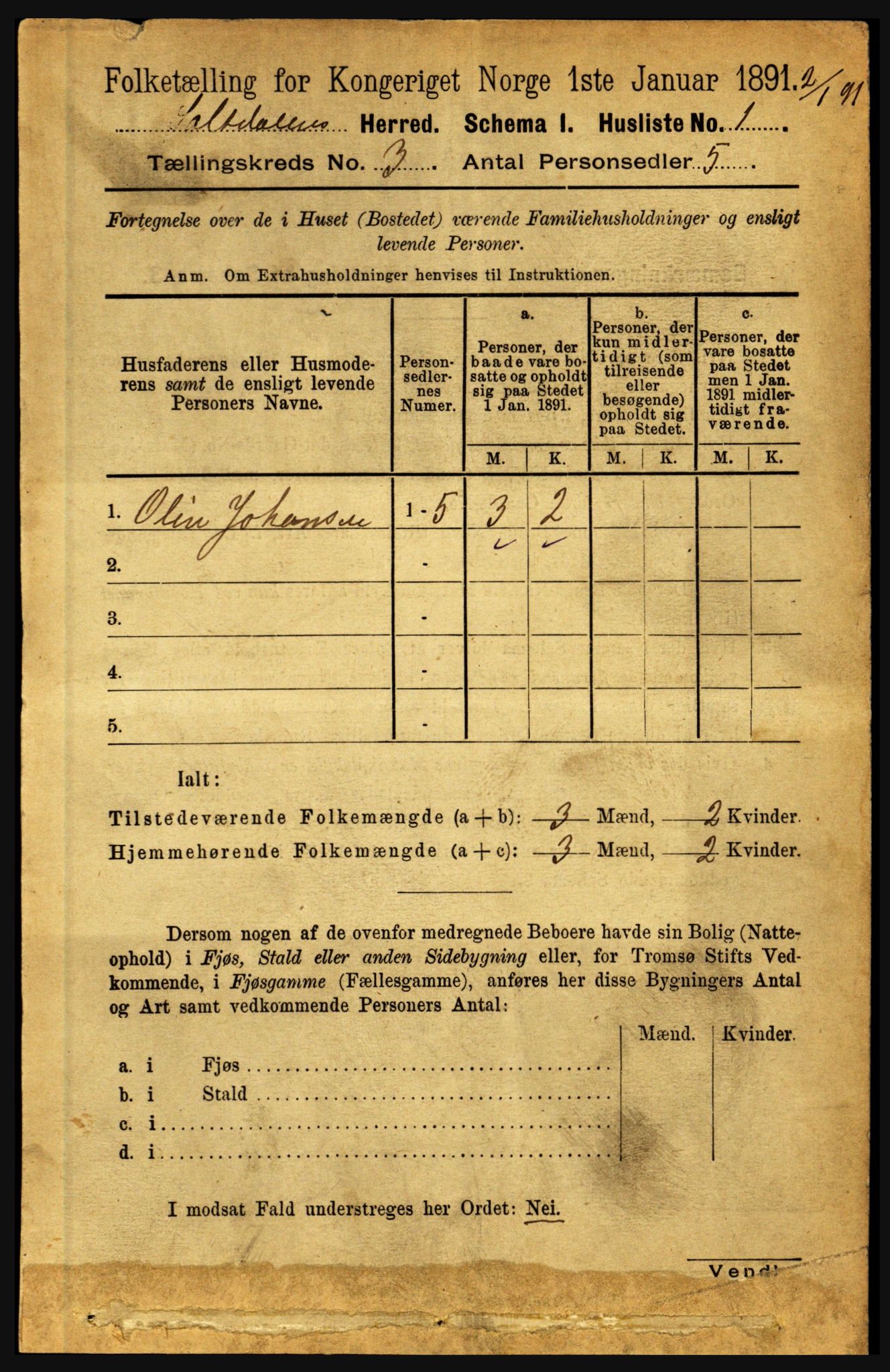 RA, 1891 census for 1840 Saltdal, 1891, p. 1571