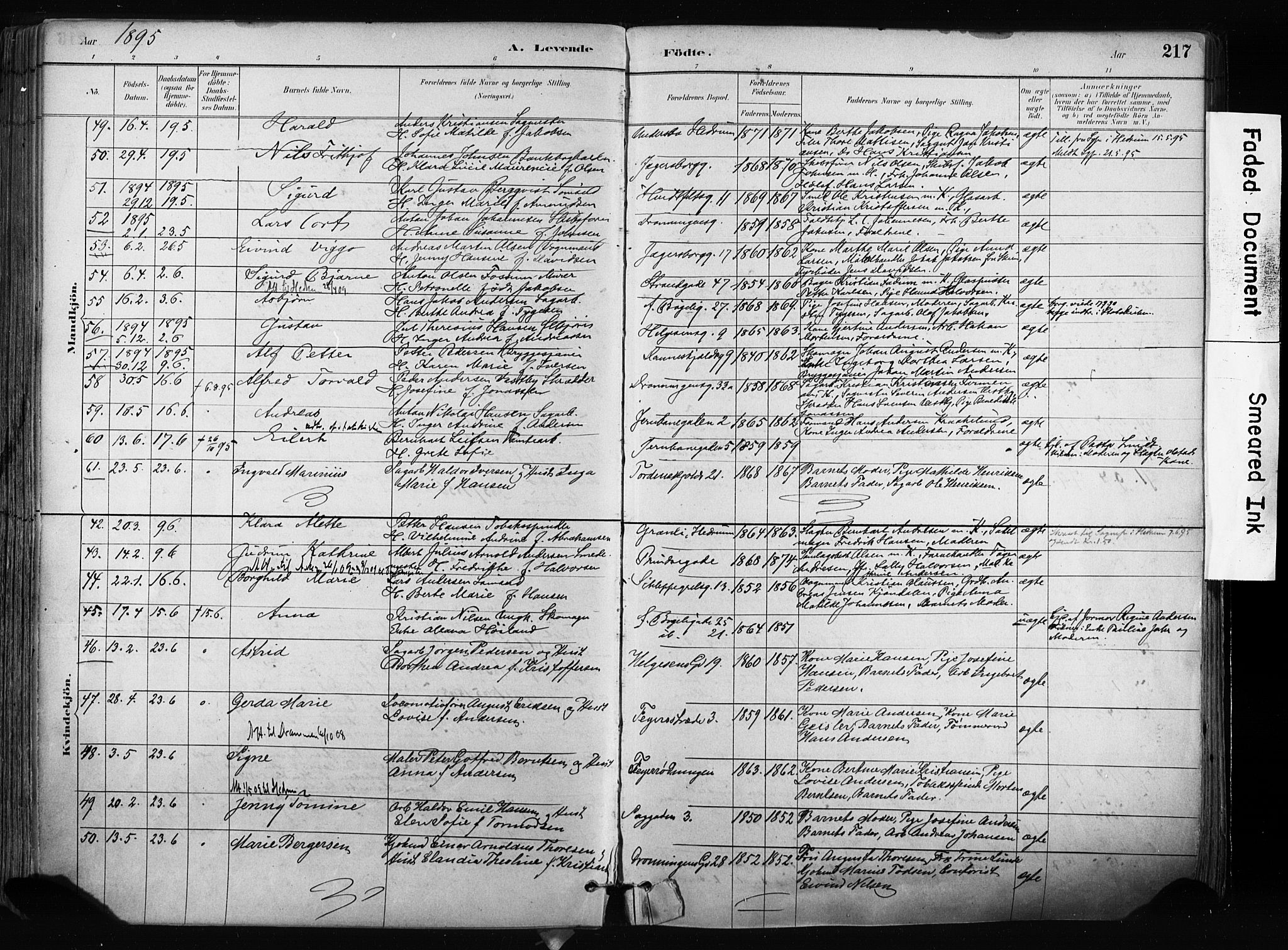 Larvik kirkebøker, AV/SAKO-A-352/F/Fa/L0009: Parish register (official) no. I 9, 1884-1904, p. 217