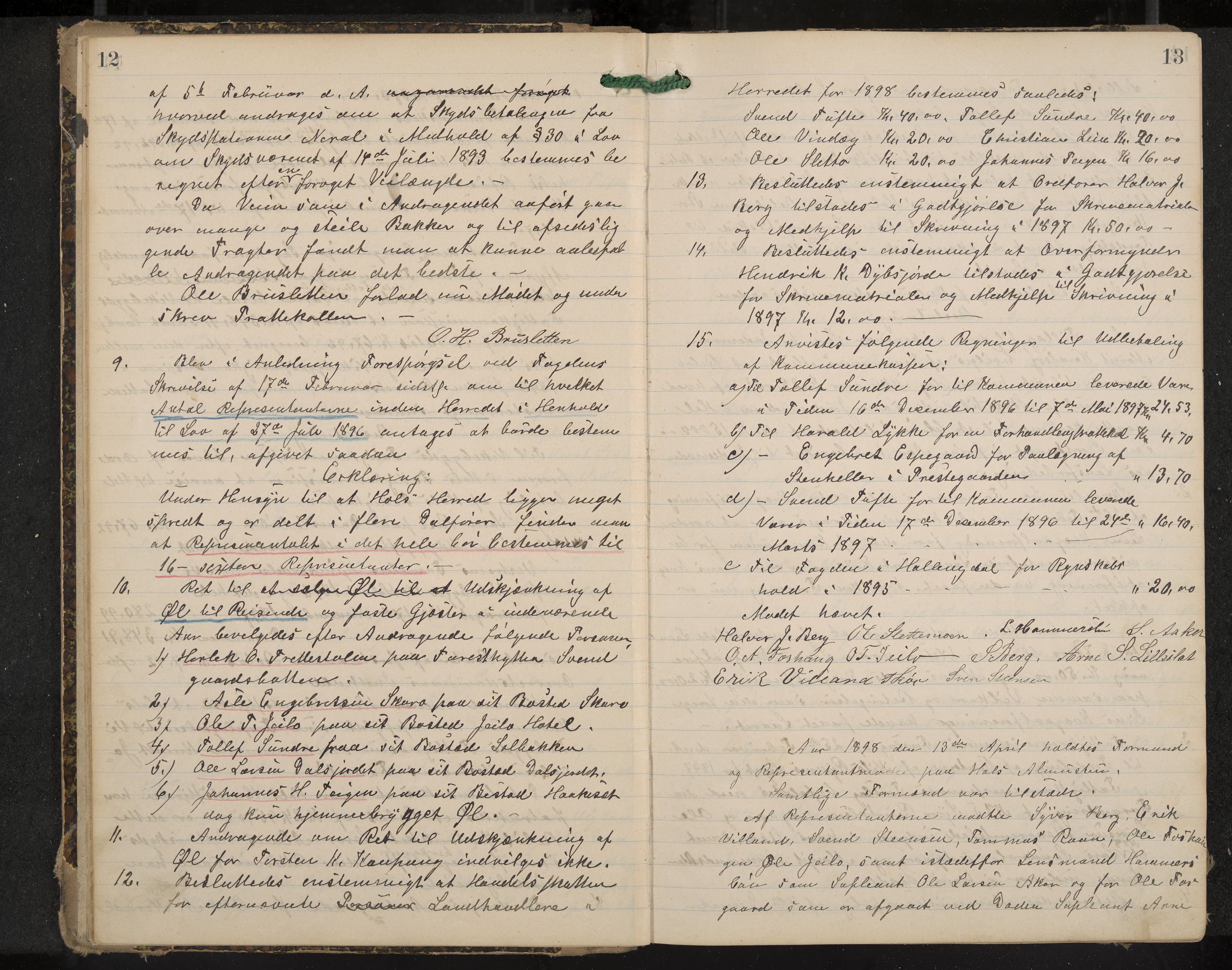 Hol formannskap og sentraladministrasjon, IKAK/0620021-1/A/L0003: Møtebok, 1897-1904, p. 12-13