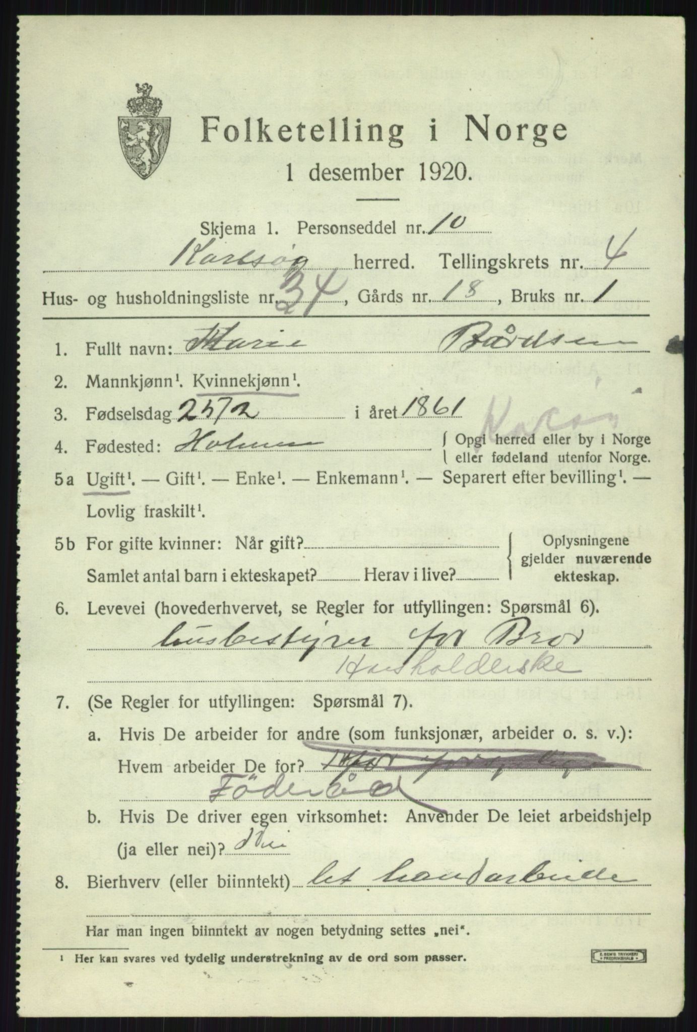 SATØ, 1920 census for Karlsøy, 1920, p. 2149