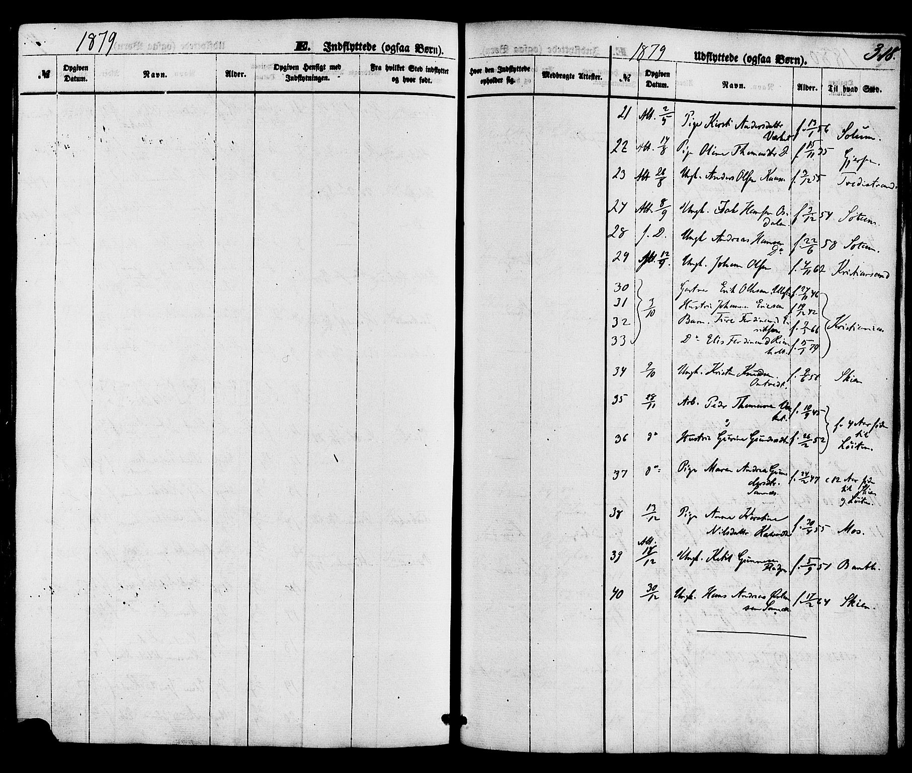 Holla kirkebøker, SAKO/A-272/F/Fa/L0007: Parish register (official) no. 7, 1869-1881, p. 318