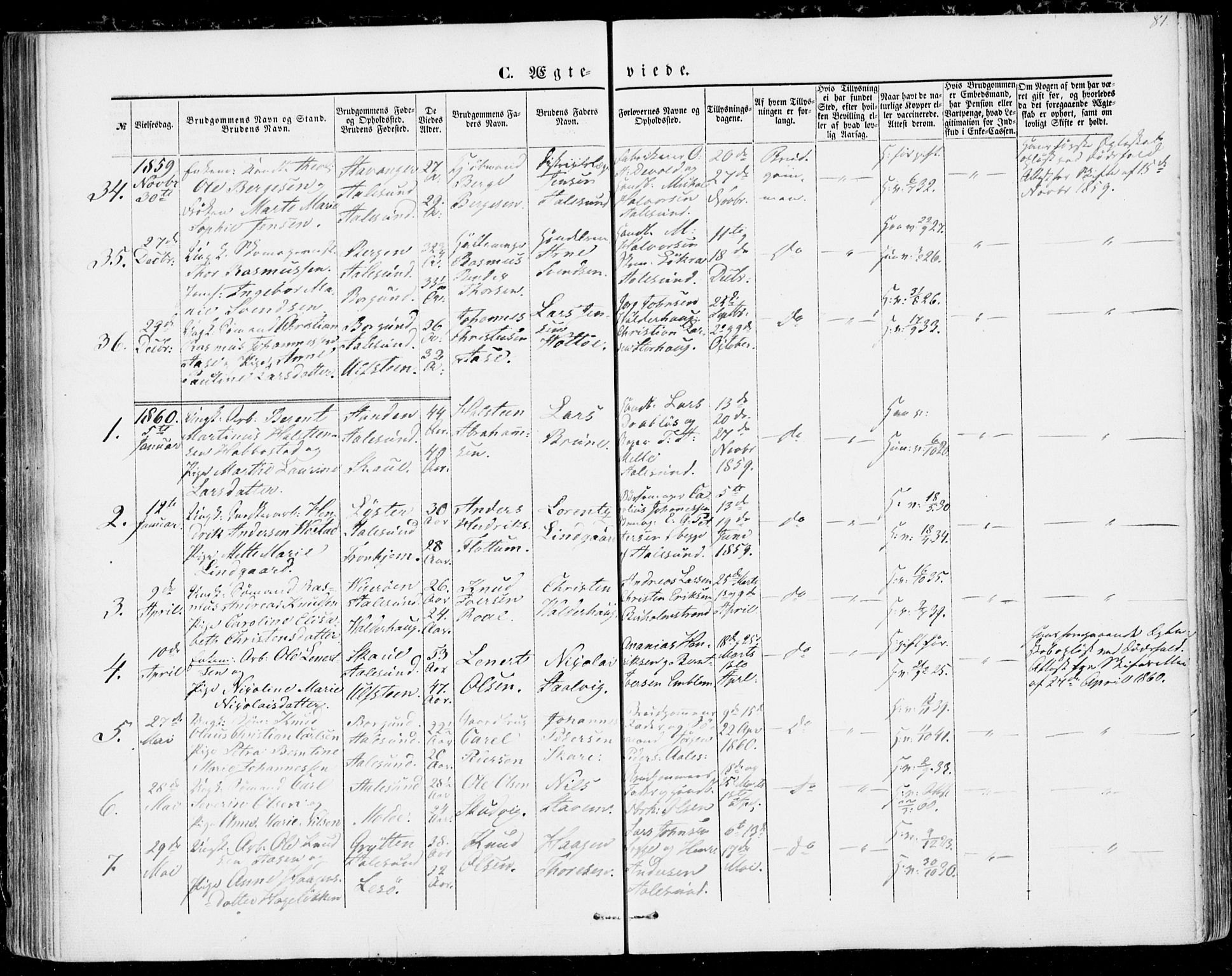 Ministerialprotokoller, klokkerbøker og fødselsregistre - Møre og Romsdal, AV/SAT-A-1454/529/L0451: Parish register (official) no. 529A01, 1855-1863, p. 81