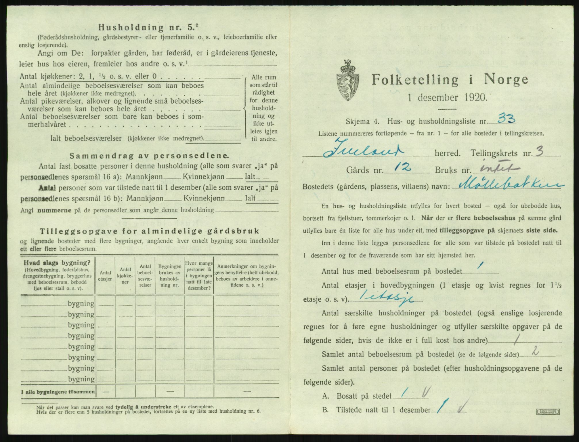 SAK, 1920 census for Iveland, 1920, p. 185