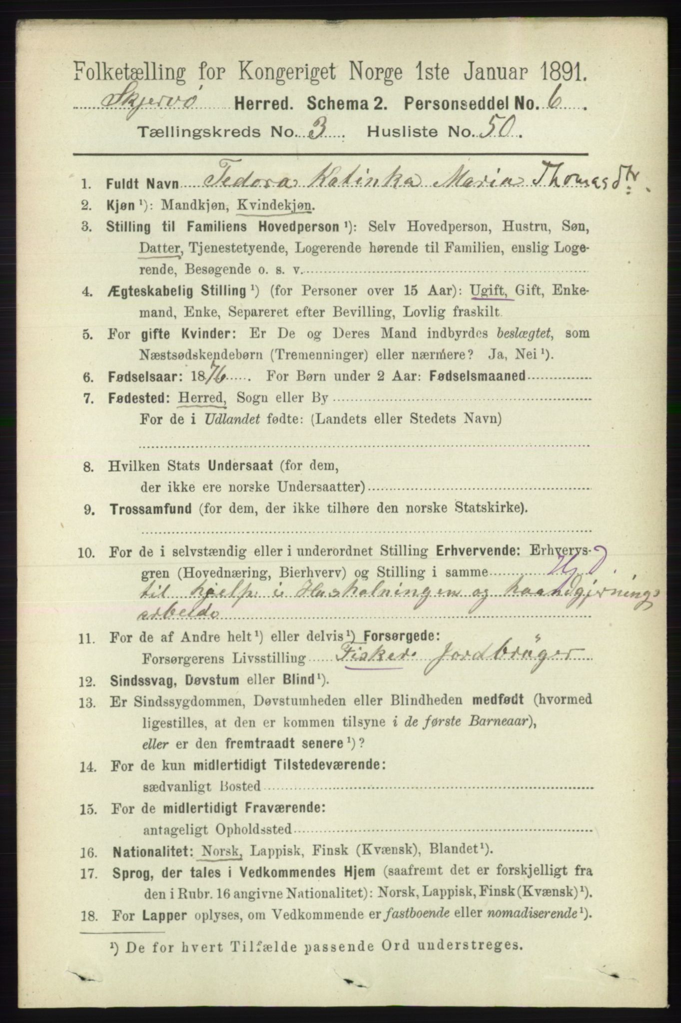 RA, 1891 census for 1941 Skjervøy, 1891, p. 2212