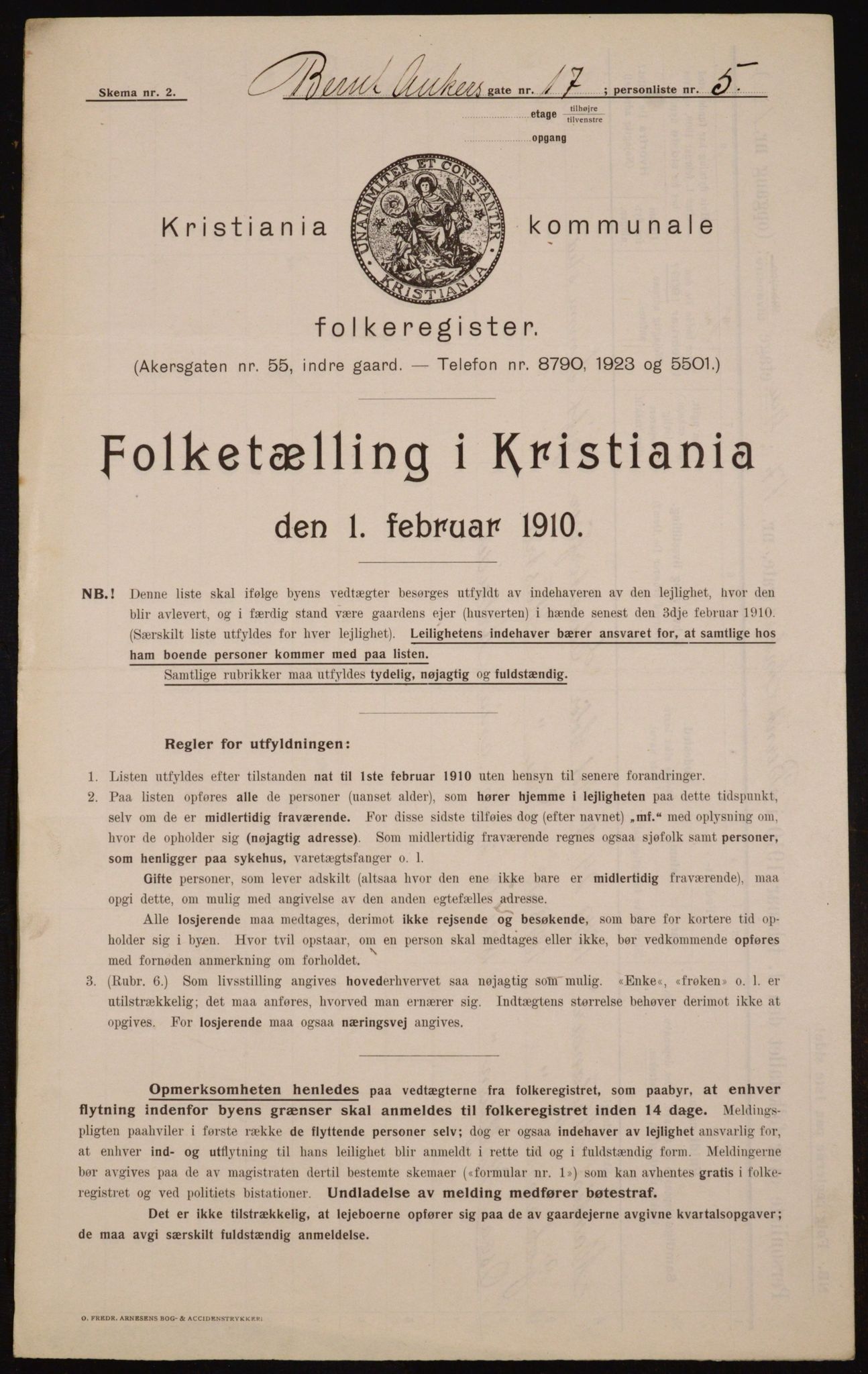 OBA, Municipal Census 1910 for Kristiania, 1910, p. 4561