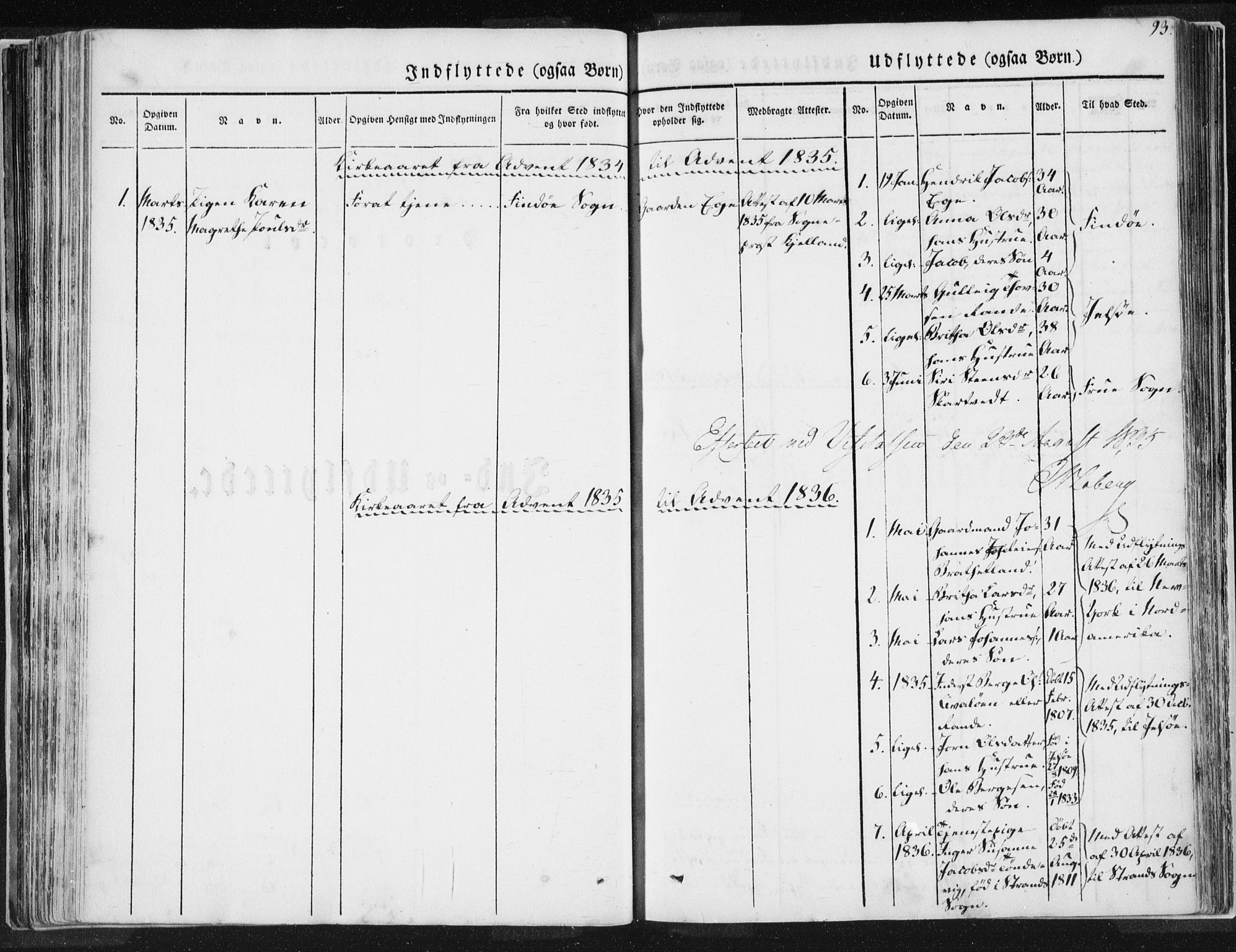 Hjelmeland sokneprestkontor, AV/SAST-A-101843/01/IV/L0007: Parish register (official) no. A 7, 1834-1850, p. 93