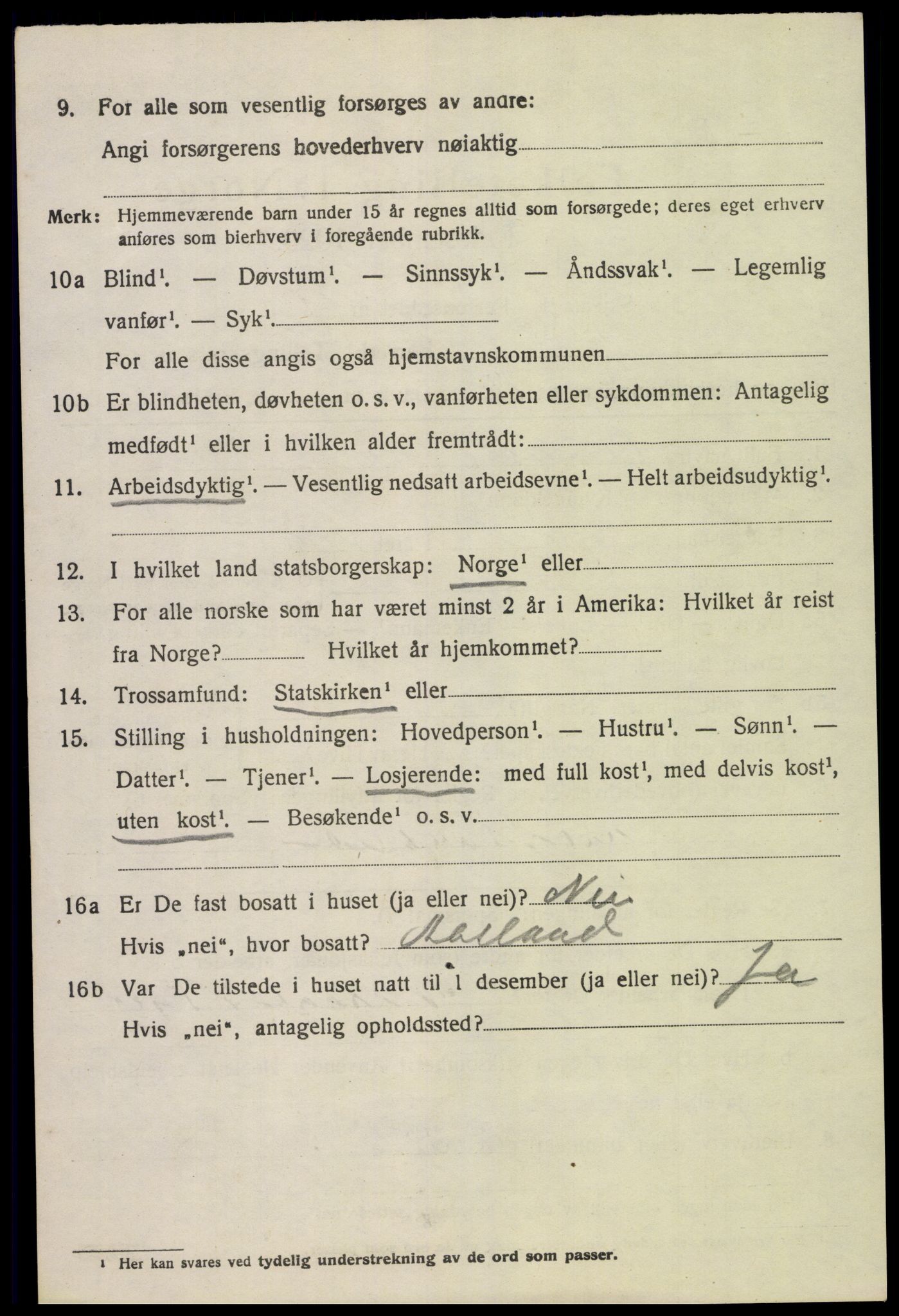 SAK, 1920 census for Åseral, 1920, p. 1171
