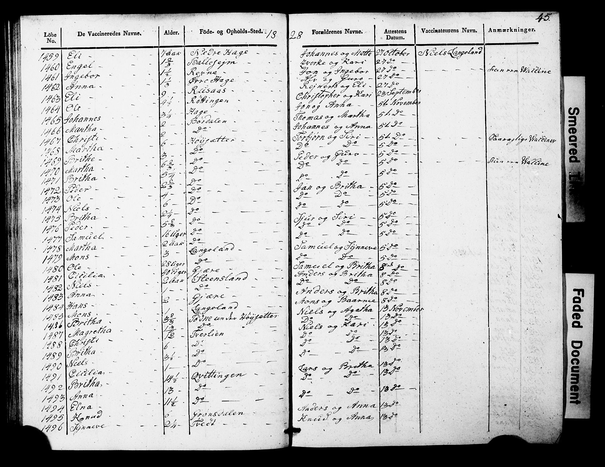 Os sokneprestembete, SAB/A-99929: Parish register (official) no. A 19, 1817-1830, p. 45