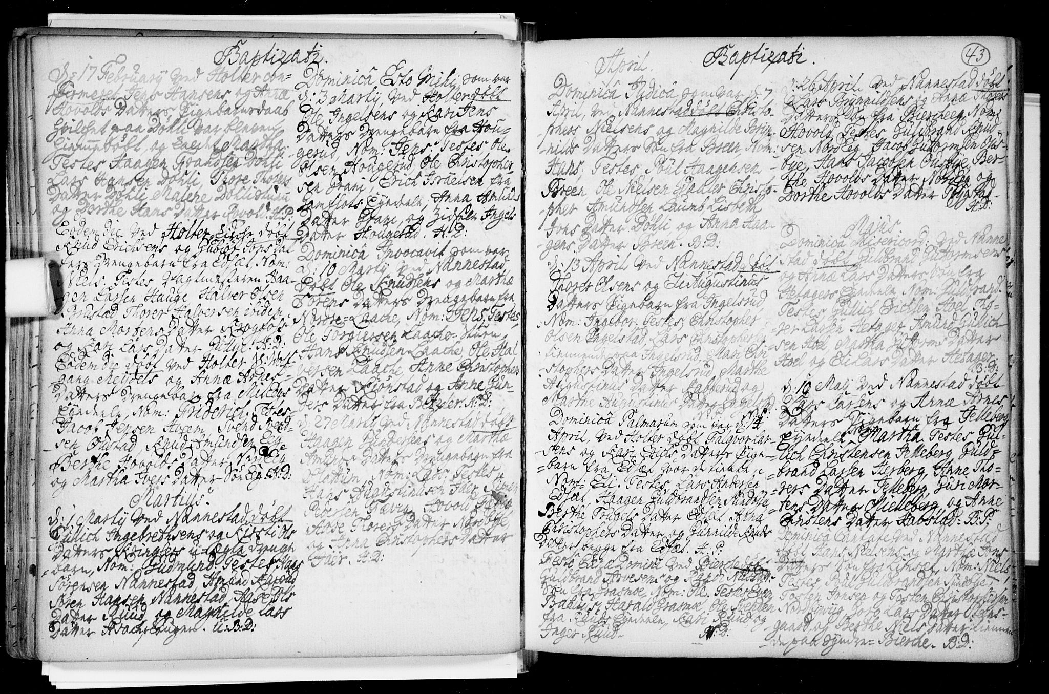 Nannestad prestekontor Kirkebøker, AV/SAO-A-10414a/F/Fa/L0005: Parish register (official) no. I 5, 1729-1738, p. 43