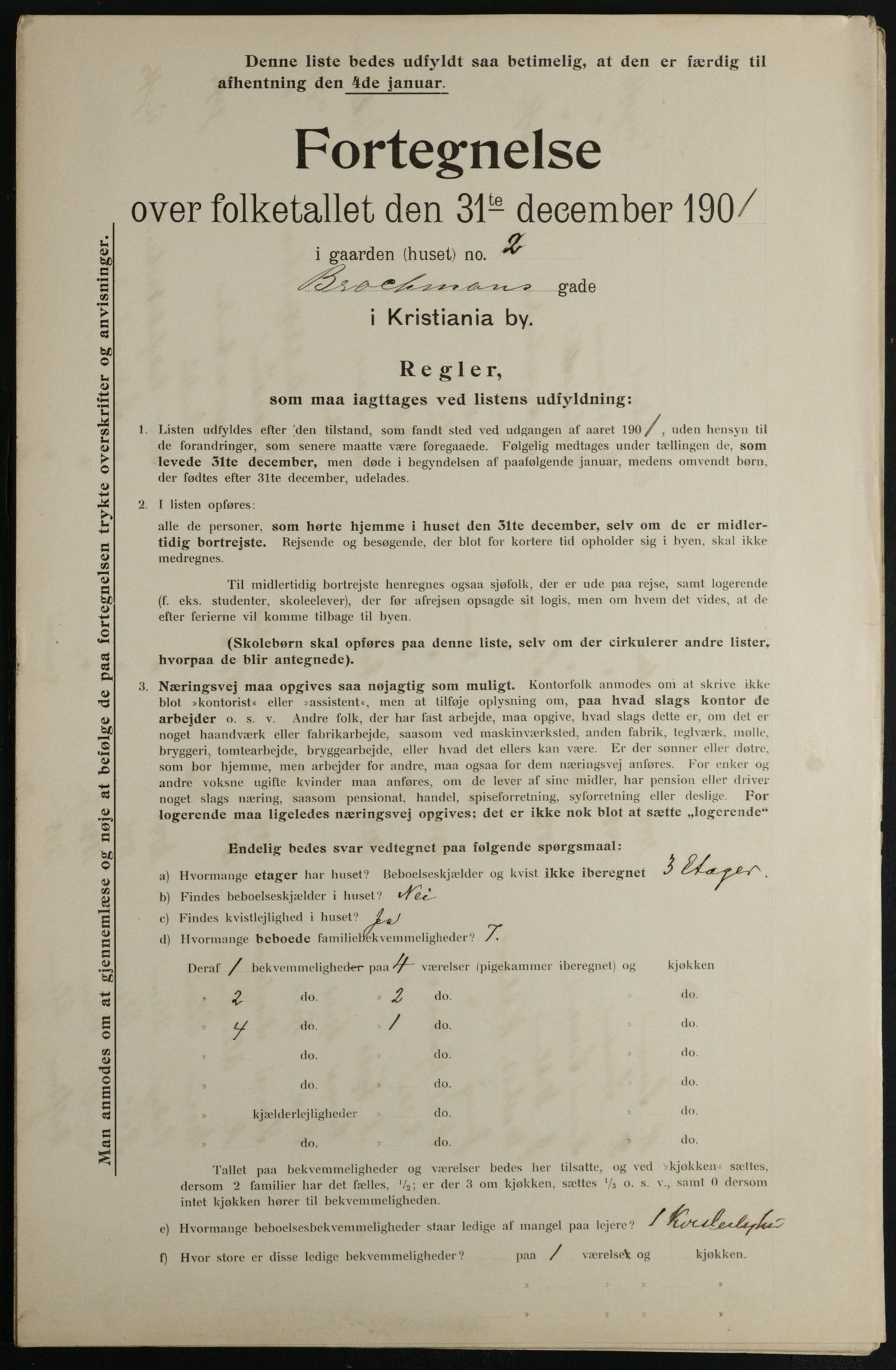 OBA, Municipal Census 1901 for Kristiania, 1901, p. 1613