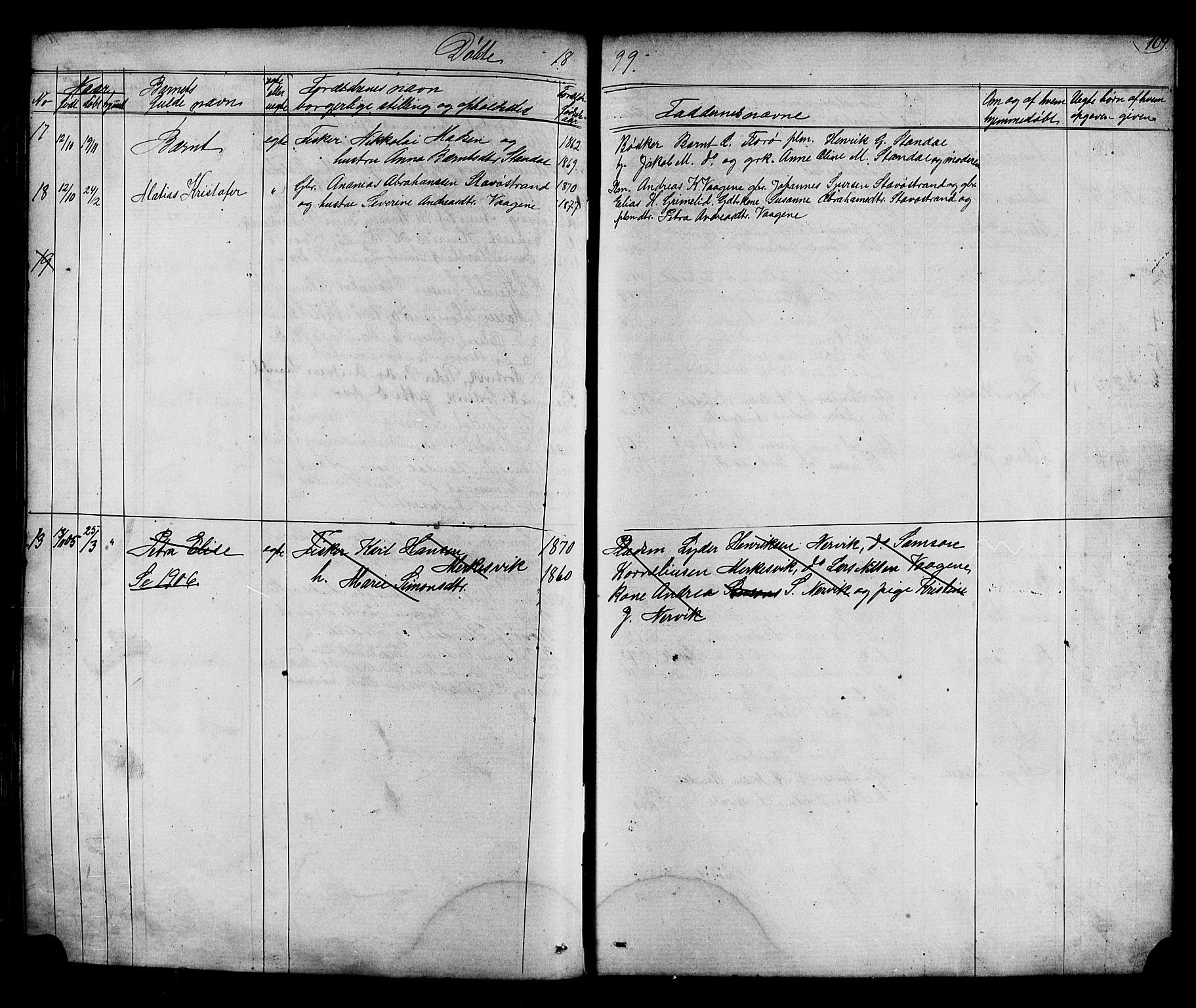 Kinn sokneprestembete, AV/SAB-A-80801/H/Hab/Habc/L0002: Parish register (copy) no. C 2, 1869-1918, p. 109