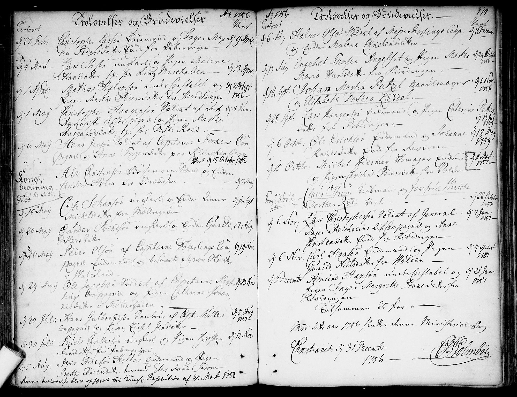 Garnisonsmenigheten Kirkebøker, SAO/A-10846/F/Fa/L0001: Parish register (official) no. 1, 1734-1756, p. 114