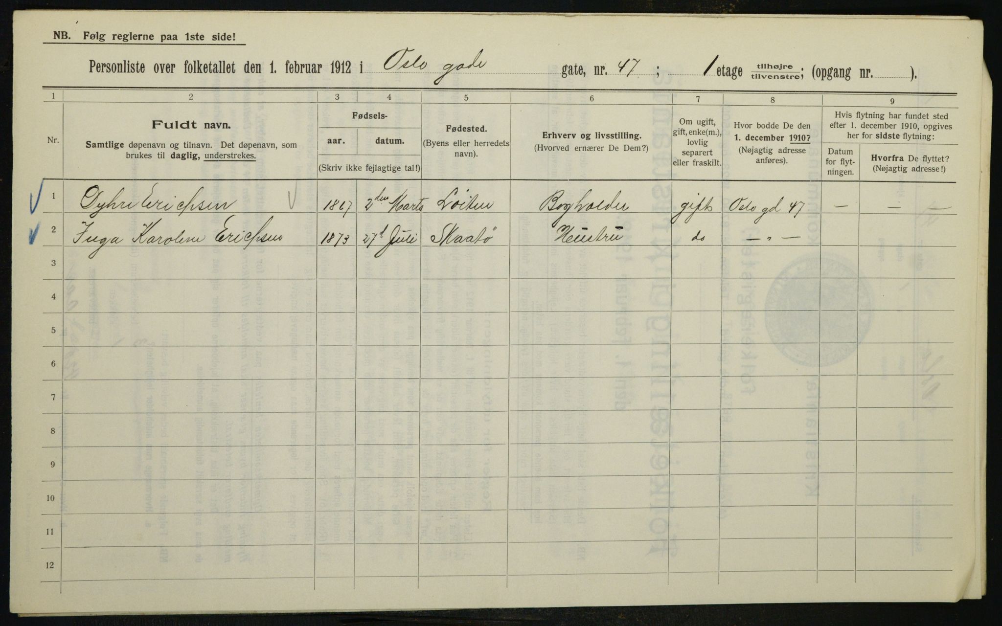 OBA, Municipal Census 1912 for Kristiania, 1912, p. 77965