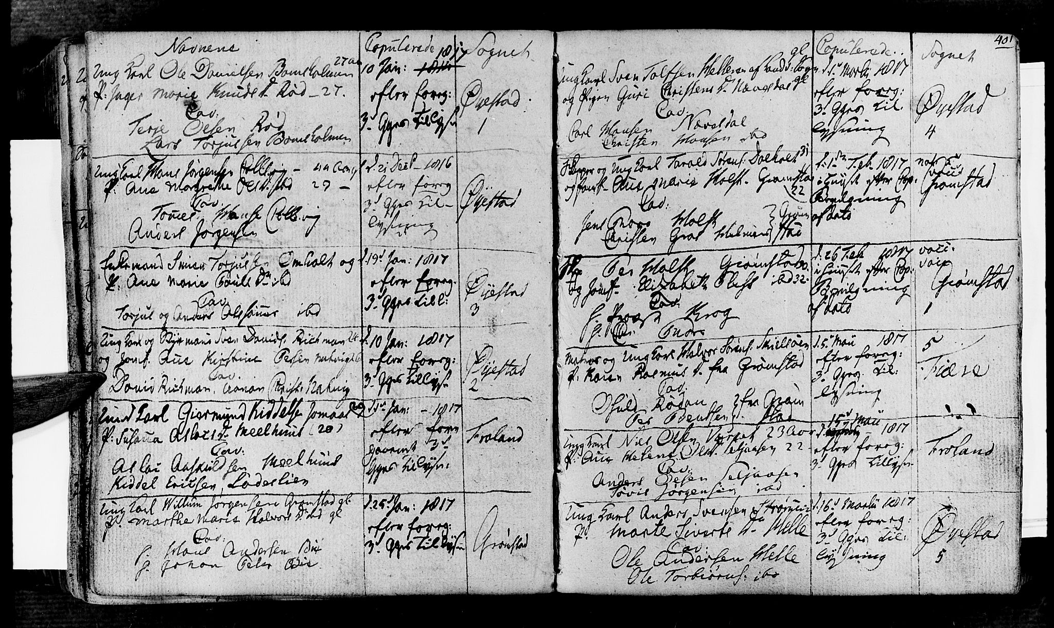 Øyestad sokneprestkontor, SAK/1111-0049/F/Fa/L0011: Parish register (official) no. A 11, 1805-1824, p. 401