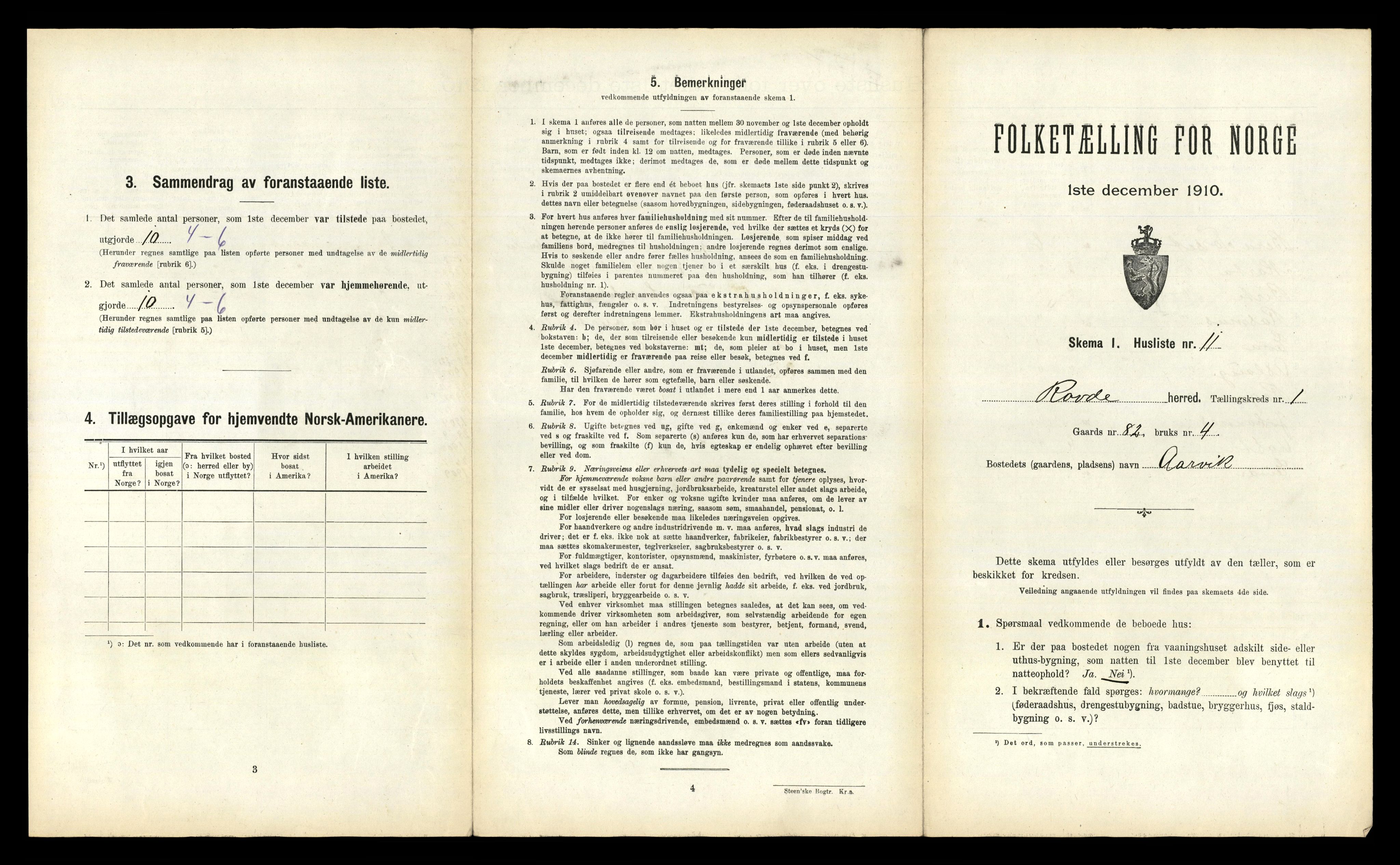 RA, 1910 census for Rovde, 1910, p. 44