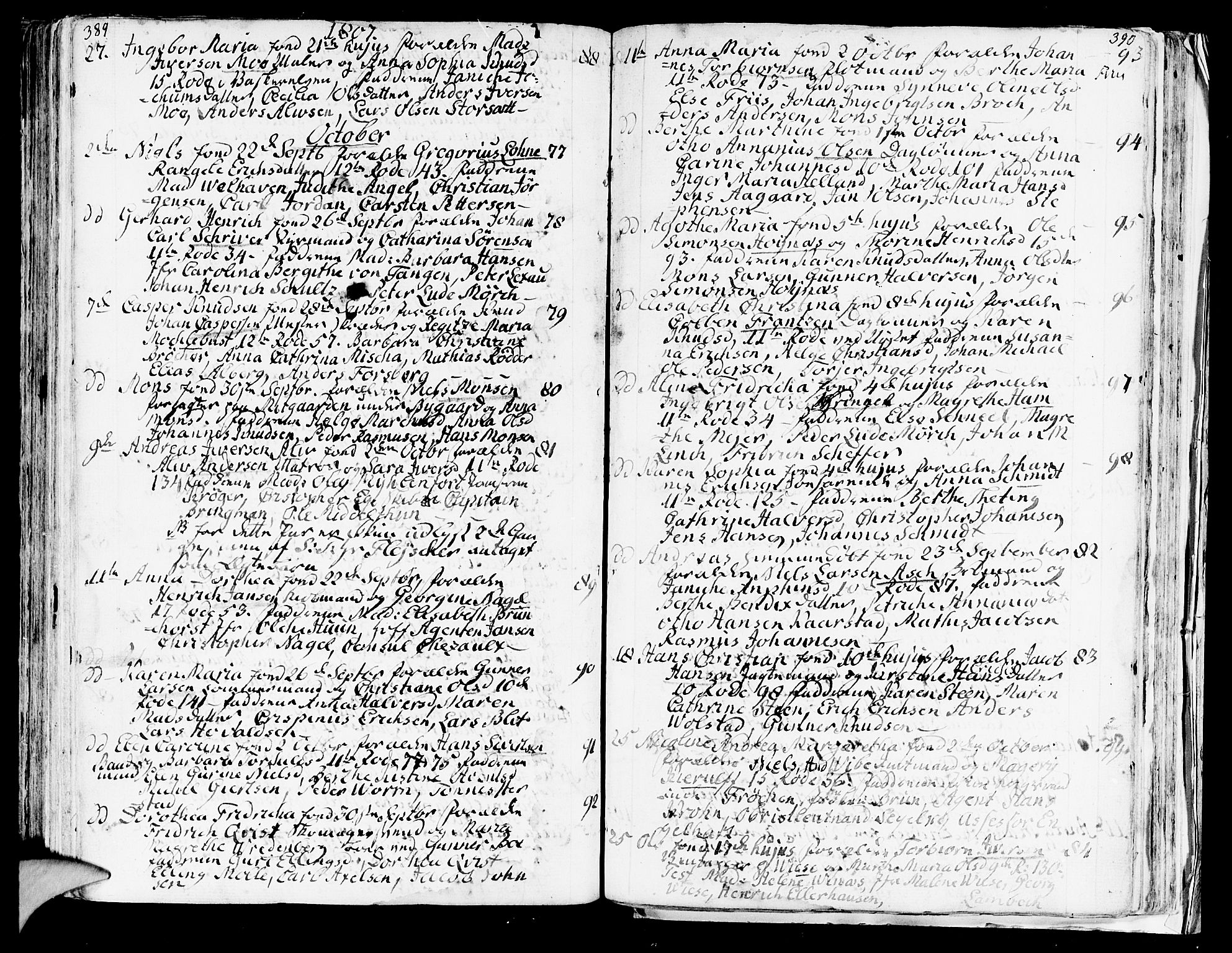 Domkirken sokneprestembete, AV/SAB-A-74801/H/Haa/L0004: Parish register (official) no. A 4, 1763-1820, p. 389-390