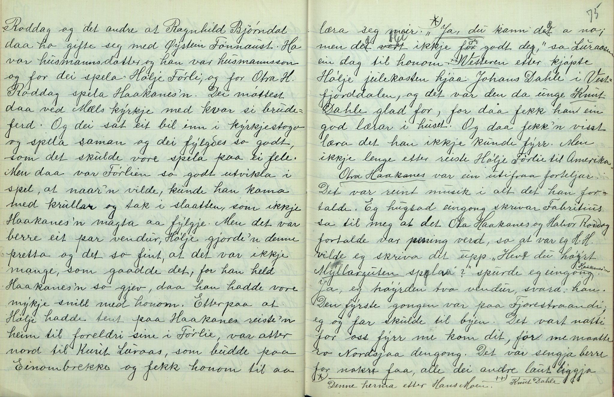 Rikard Berge, TEMU/TGM-A-1003/F/L0007/0004: 251-299 / 254 Gamalt fraa Tinn I, 1912-1913, p. 74-75