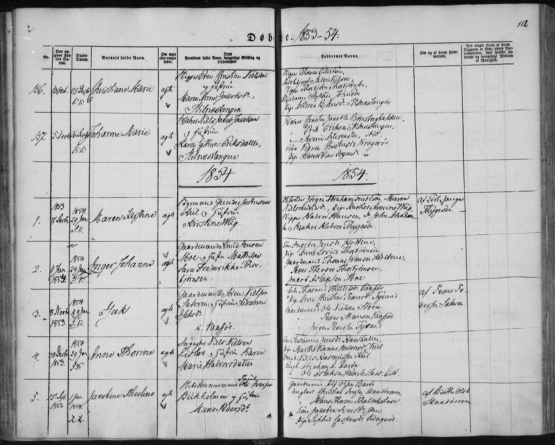 Sannidal kirkebøker, SAKO/A-296/F/Fa/L0008: Parish register (official) no. 8, 1847-1862, p. 112