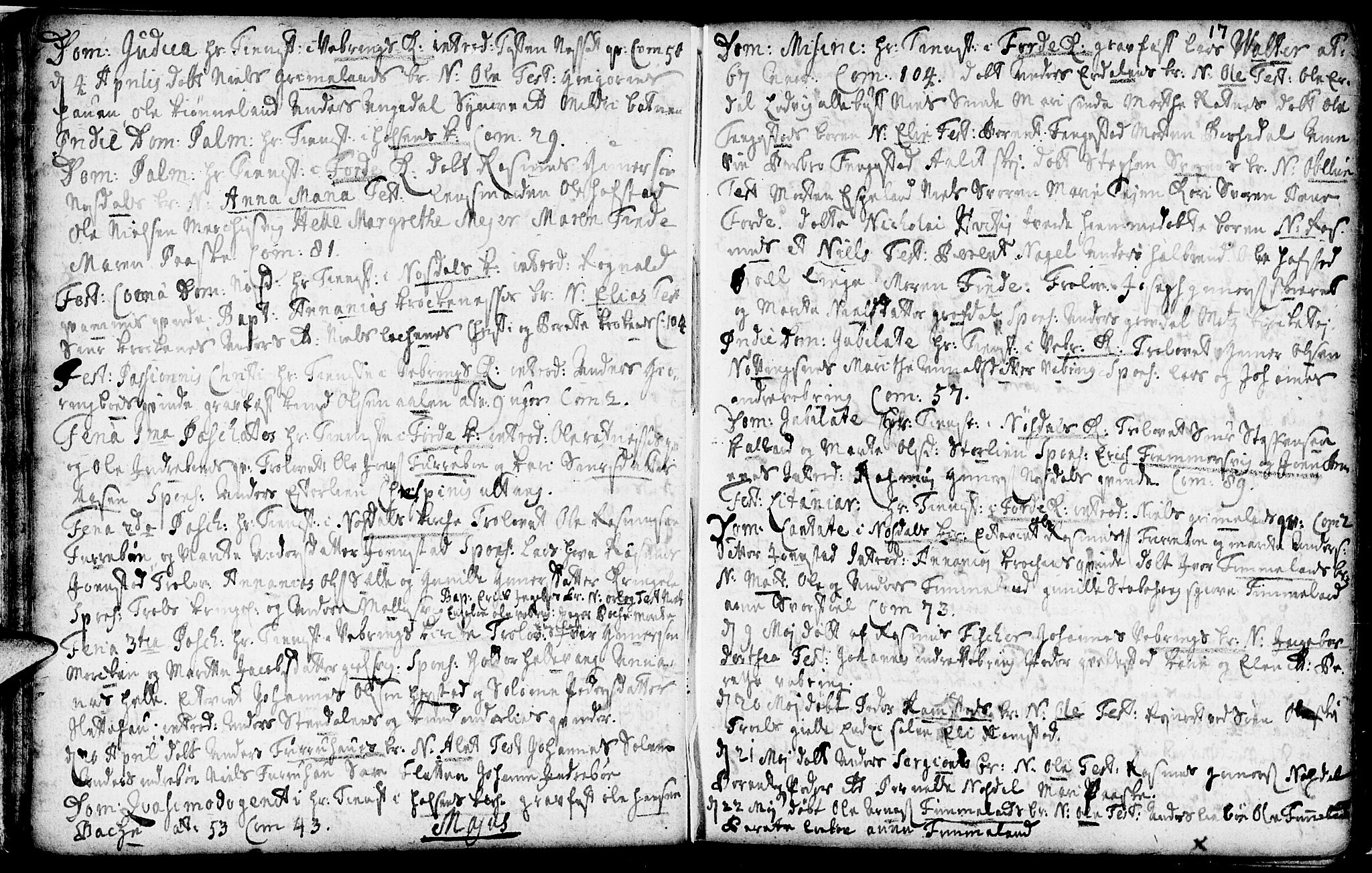 Førde sokneprestembete, AV/SAB-A-79901/H/Haa/Haaa/L0002: Parish register (official) no. A 2, 1728-1748, p. 17