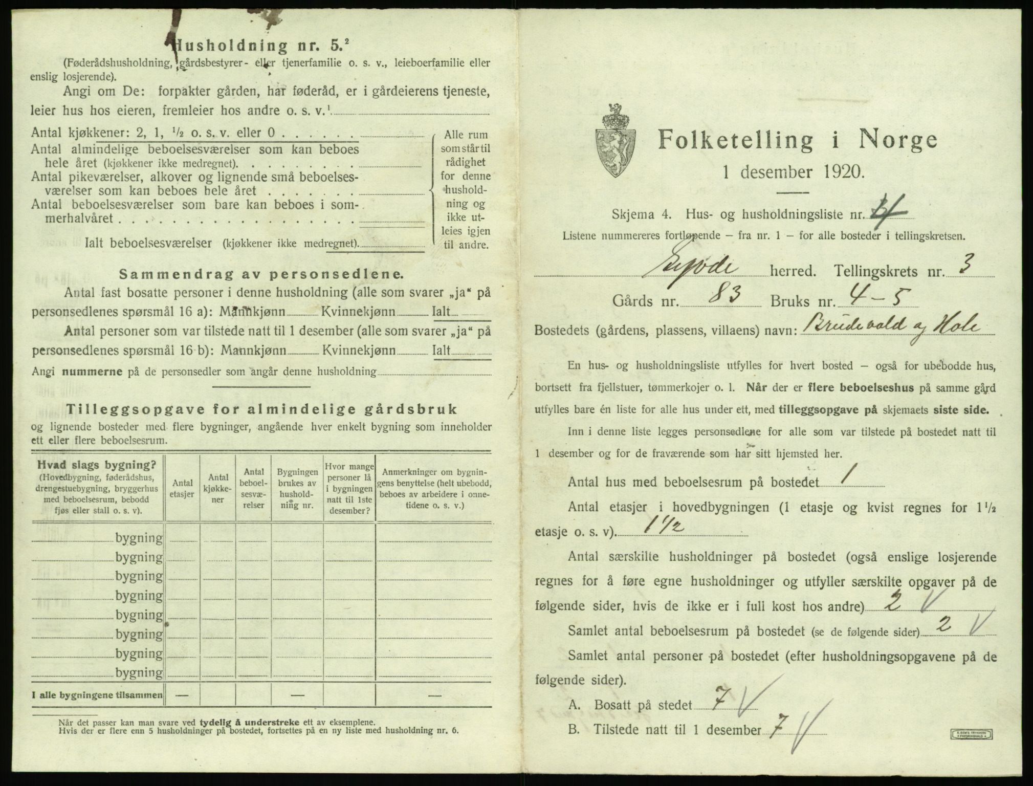 SAT, 1920 census for Syvde, 1920, p. 134