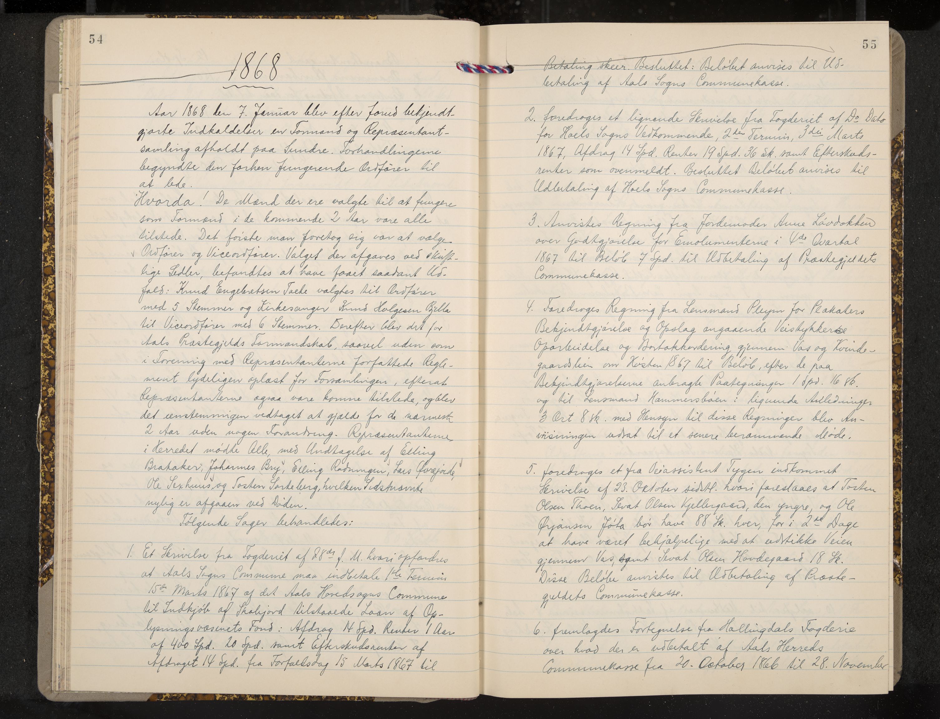 Ål formannskap og sentraladministrasjon, IKAK/0619021/A/Aa/L0003: Utskrift av møtebok, 1864-1880, p. 54-55