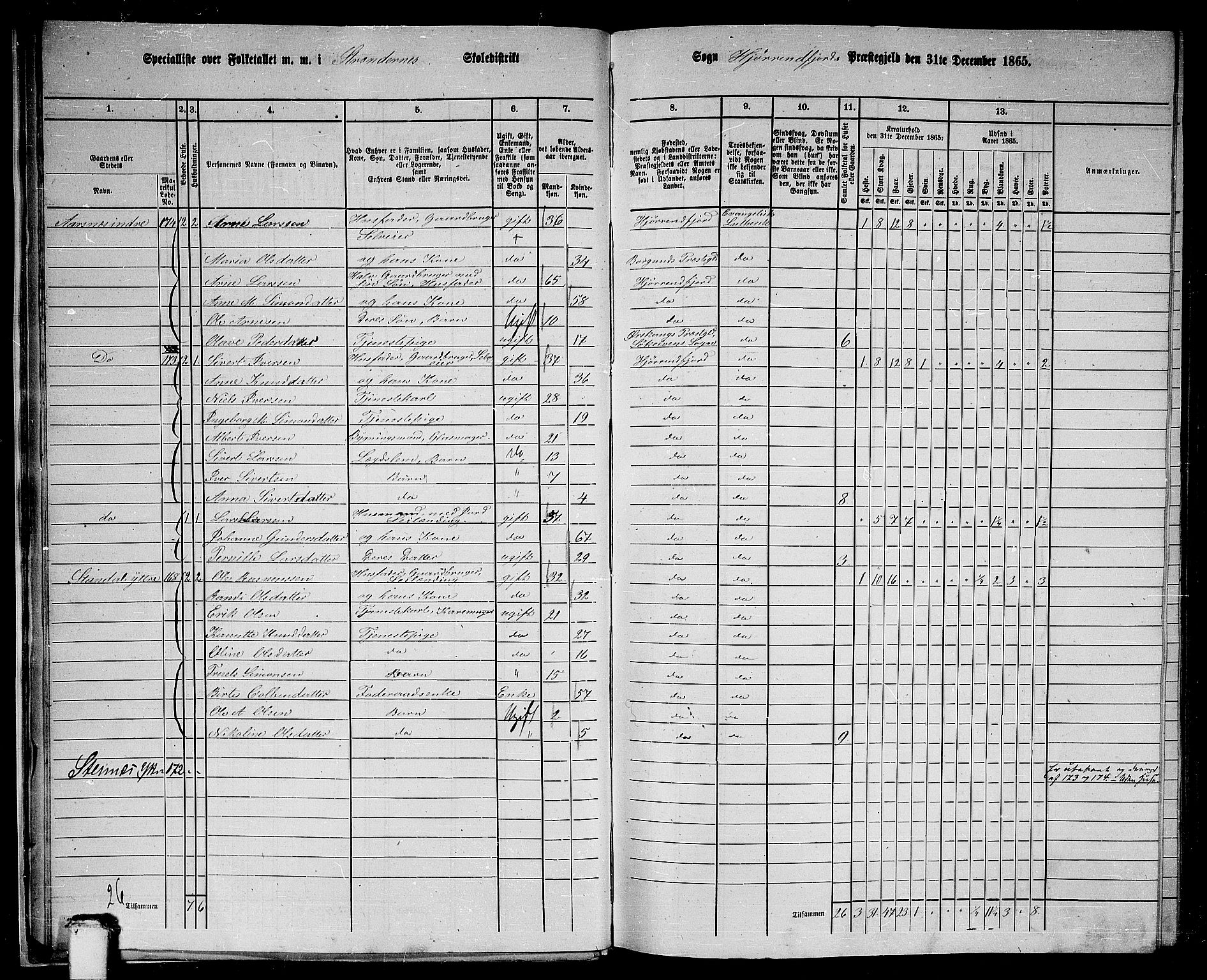 RA, 1865 census for Hjørundfjord, 1865, p. 15