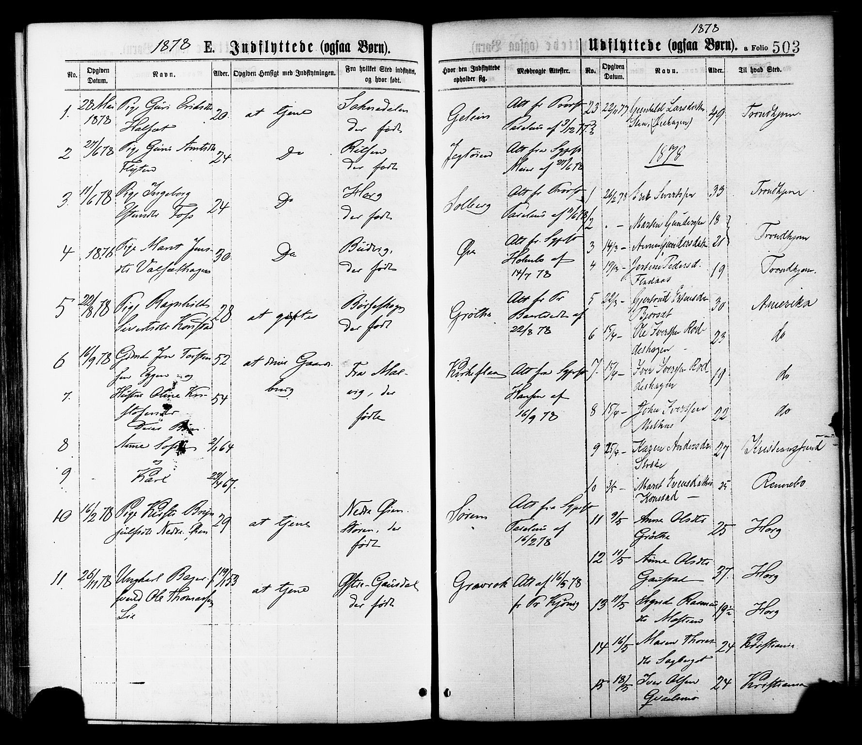 Ministerialprotokoller, klokkerbøker og fødselsregistre - Sør-Trøndelag, AV/SAT-A-1456/691/L1079: Parish register (official) no. 691A11, 1873-1886, p. 503