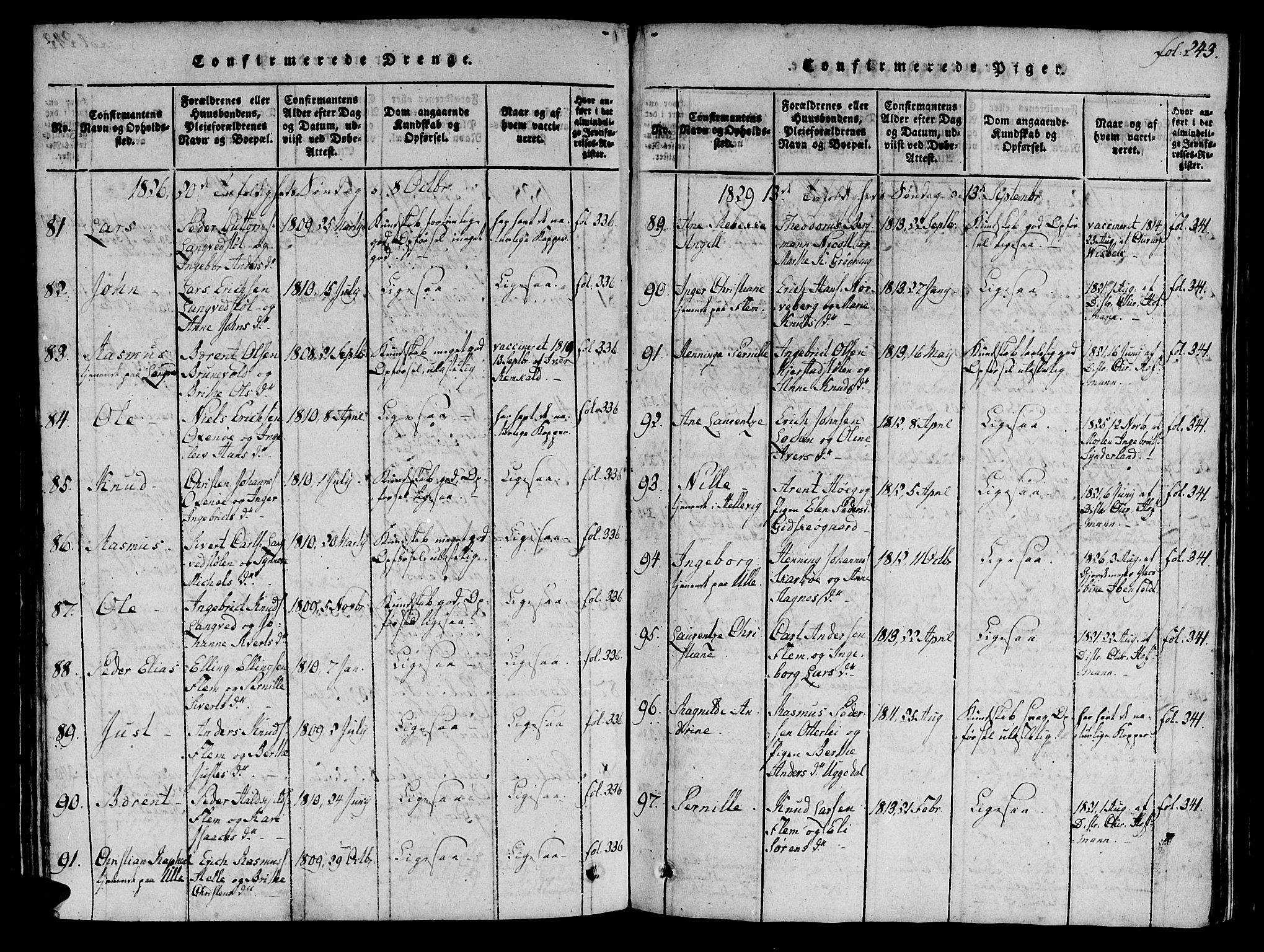 Ministerialprotokoller, klokkerbøker og fødselsregistre - Møre og Romsdal, SAT/A-1454/536/L0495: Parish register (official) no. 536A04, 1818-1847, p. 243