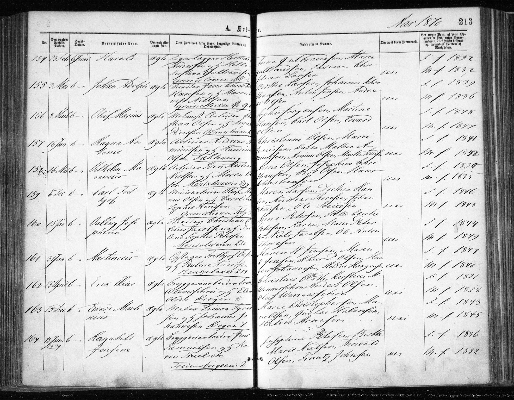Gamle Aker prestekontor Kirkebøker, AV/SAO-A-10617a/F/L0002: Parish register (official) no. 2, 1864-1872, p. 213