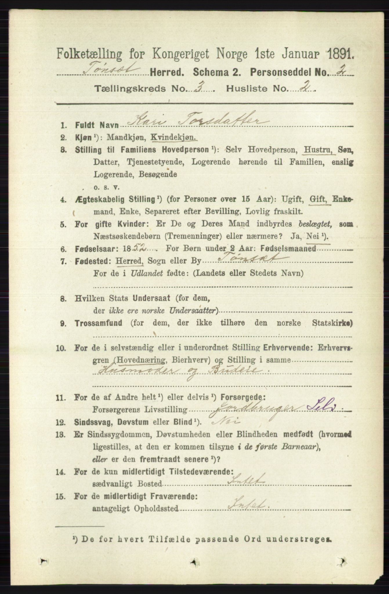 RA, 1891 census for 0437 Tynset, 1891, p. 589